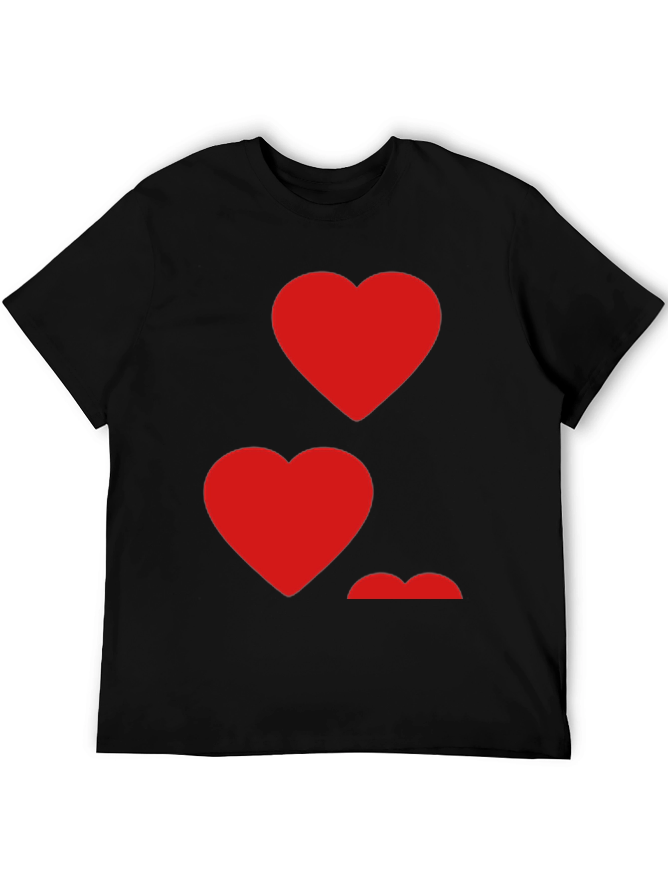 Heart Pattern Crew Neck Mens T-Shirt