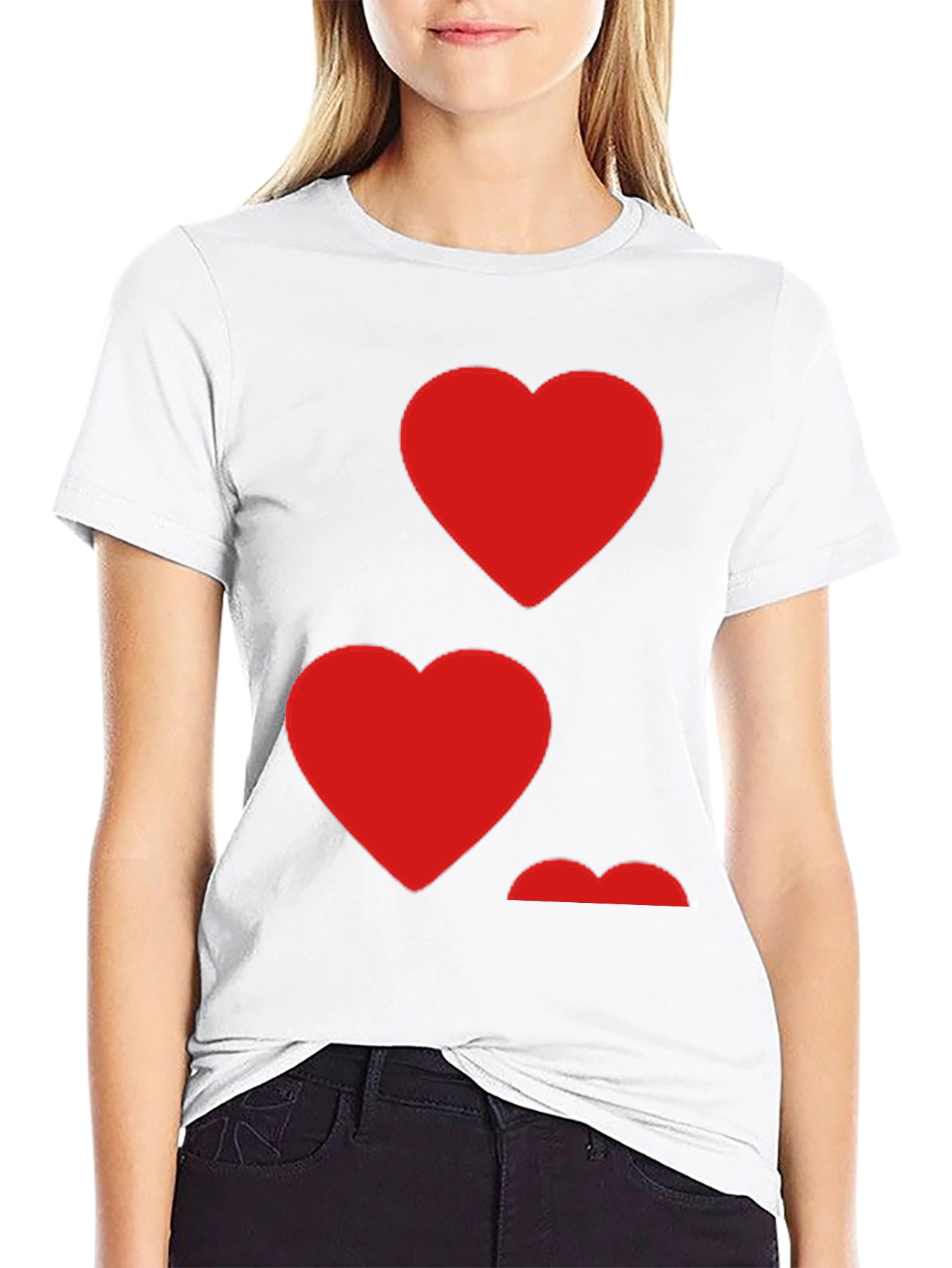 Heart Pattern Crew Neck Mens T-Shirt