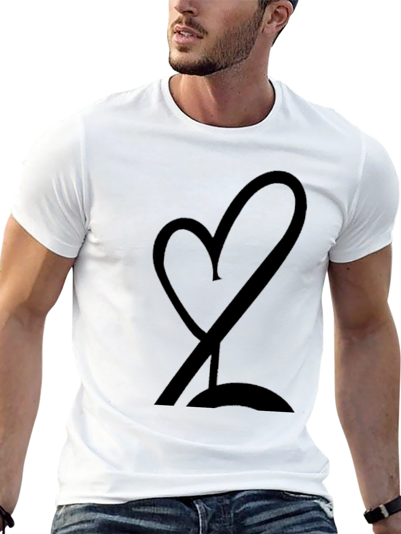 Heart & Wine Tee - Stylish Black Graphic T-Shirt