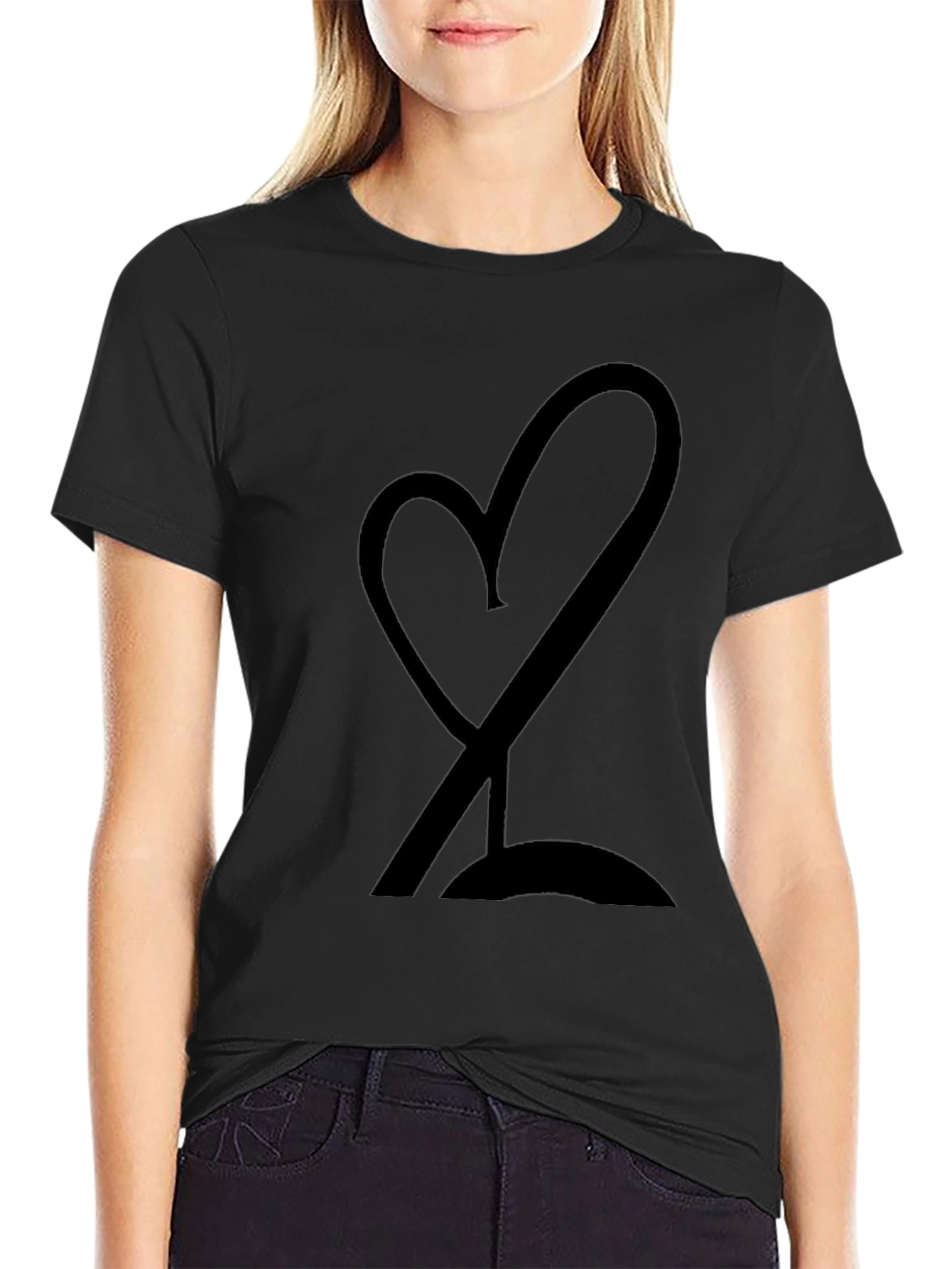 Heart & Wine Tee - Stylish Black Graphic T-Shirt