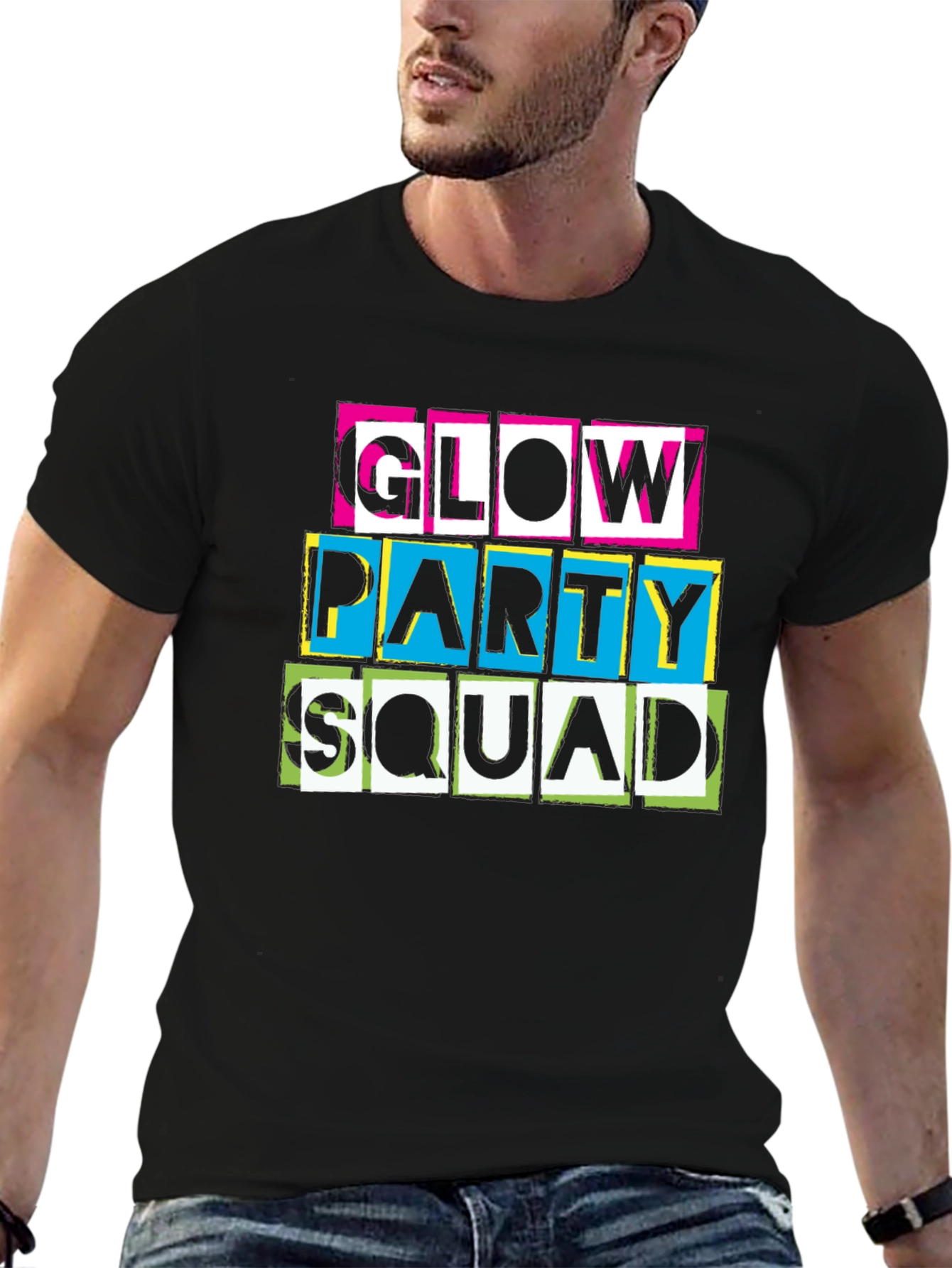 Glow Party Squad Graphic Tee - Black