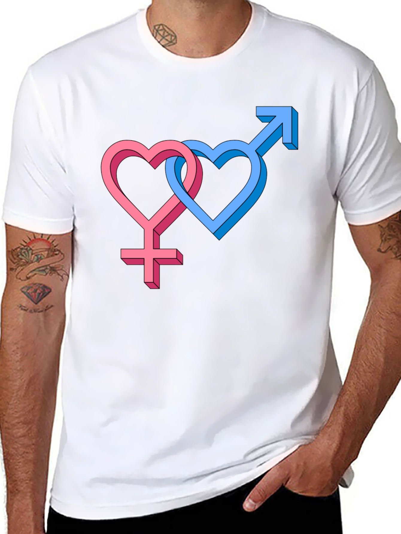 Gender Symbol Heart Graphic Tee - Black