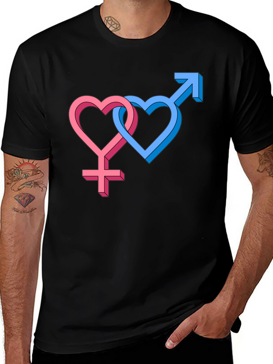 Gender Symbol Heart Graphic Tee - Black