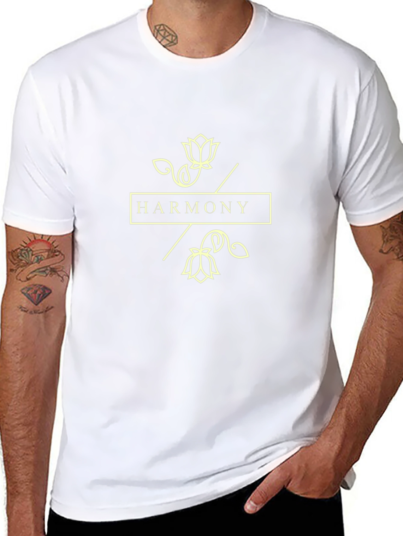 Harmony Lotus Graphic Tee - Stylish Black T-Shirt