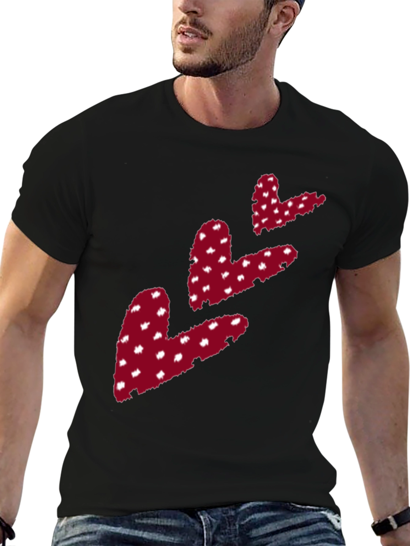 Heart Print Black T-Shirt