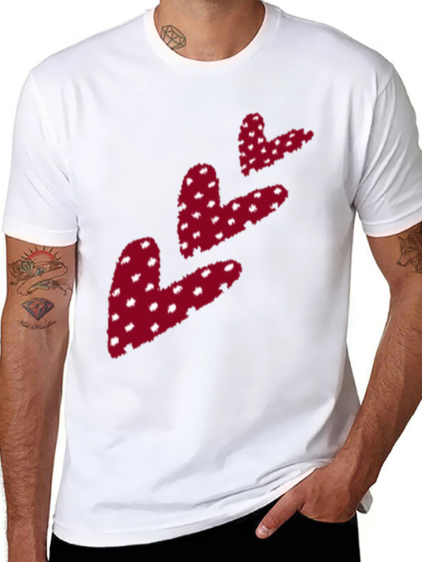 Heart Print Black T-Shirt