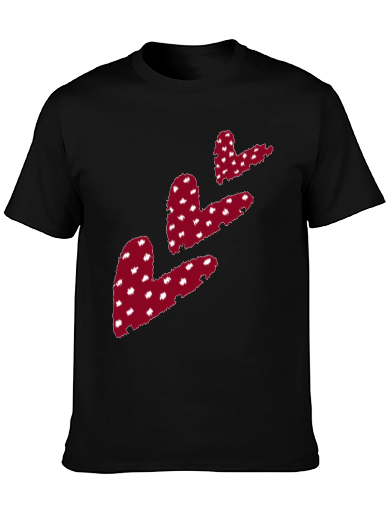 Heart Print Black T-Shirt