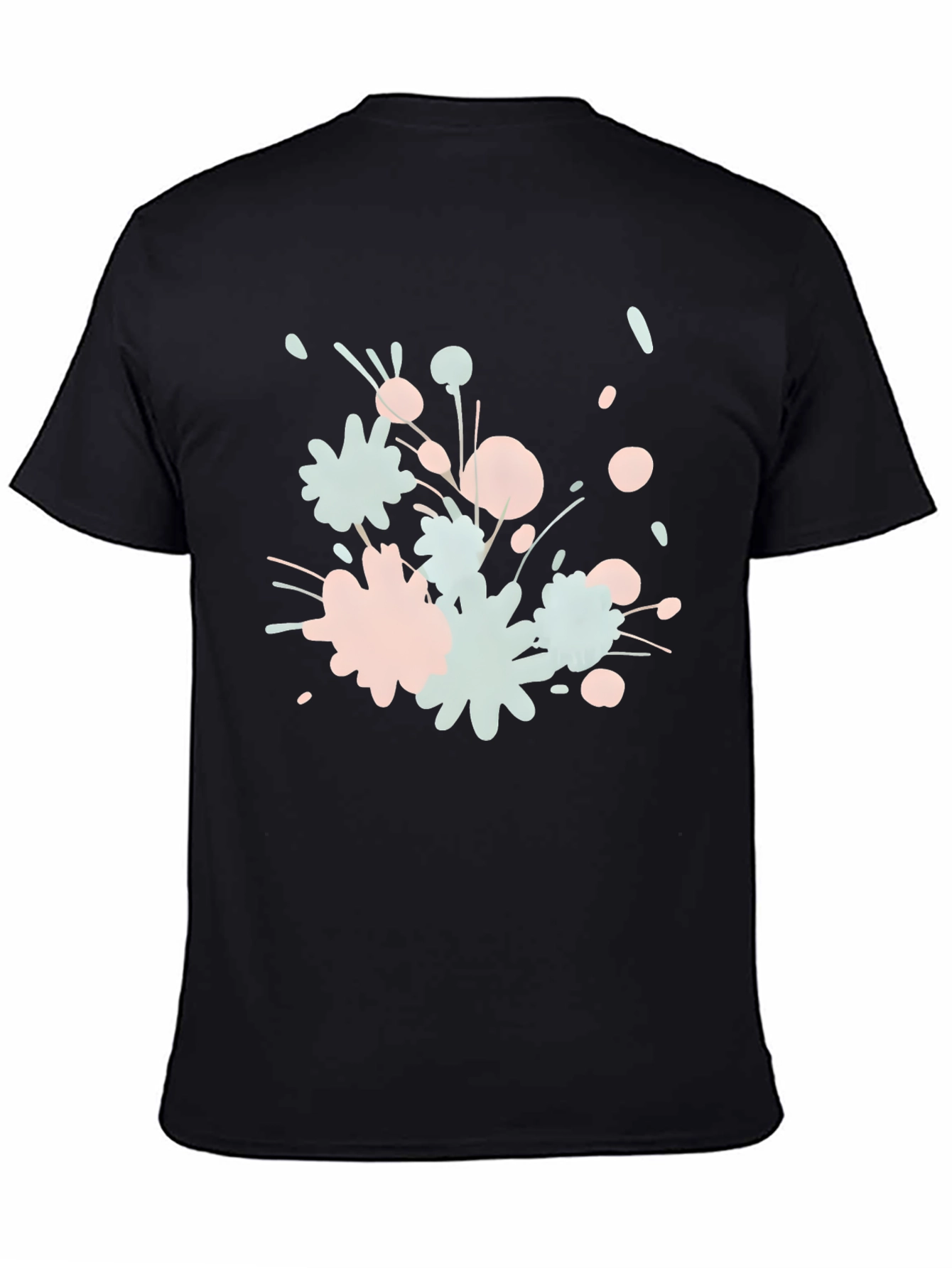 Abstract Floral Print Black T-Shirt