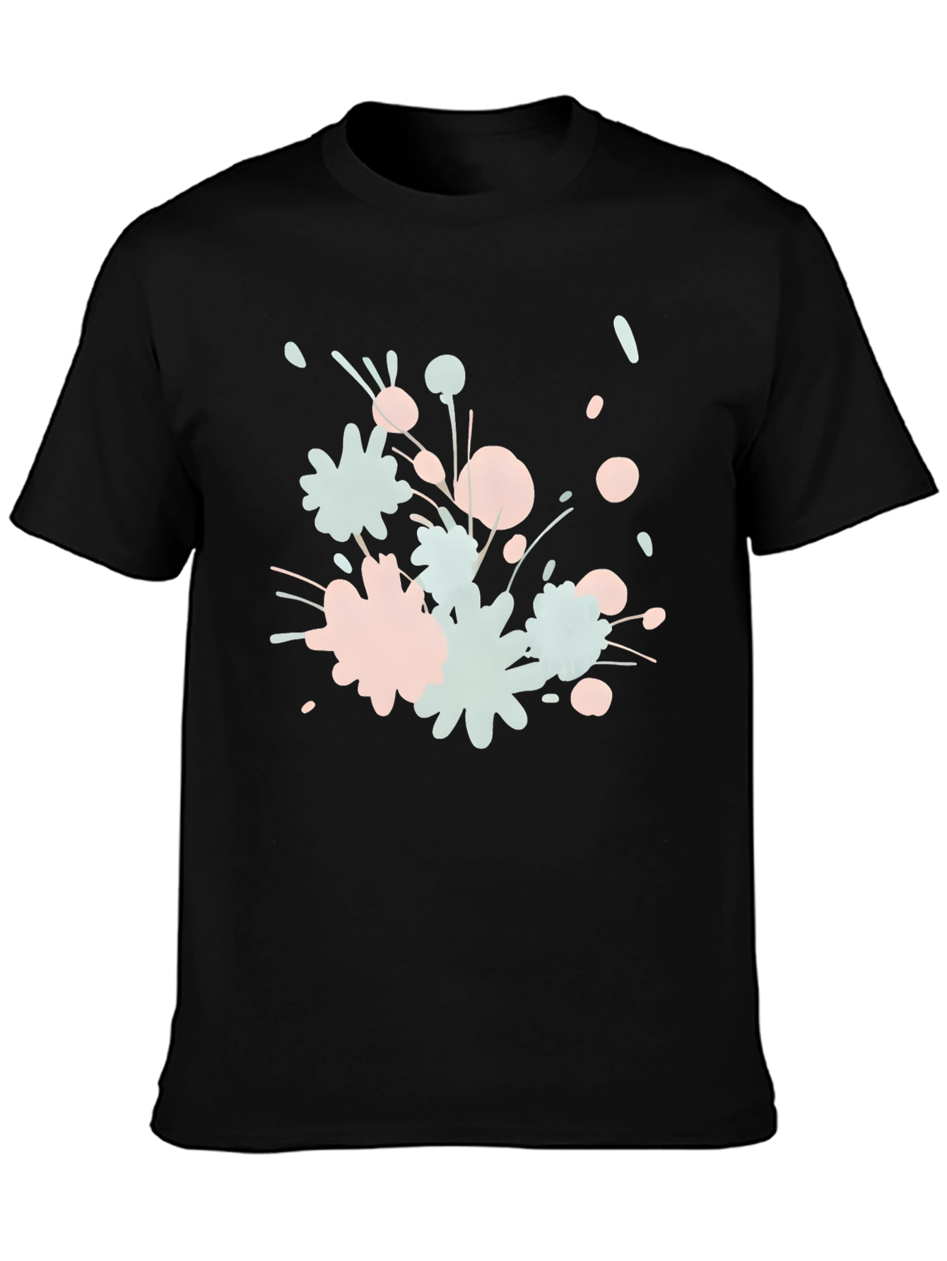 Abstract Floral Print Black T-Shirt