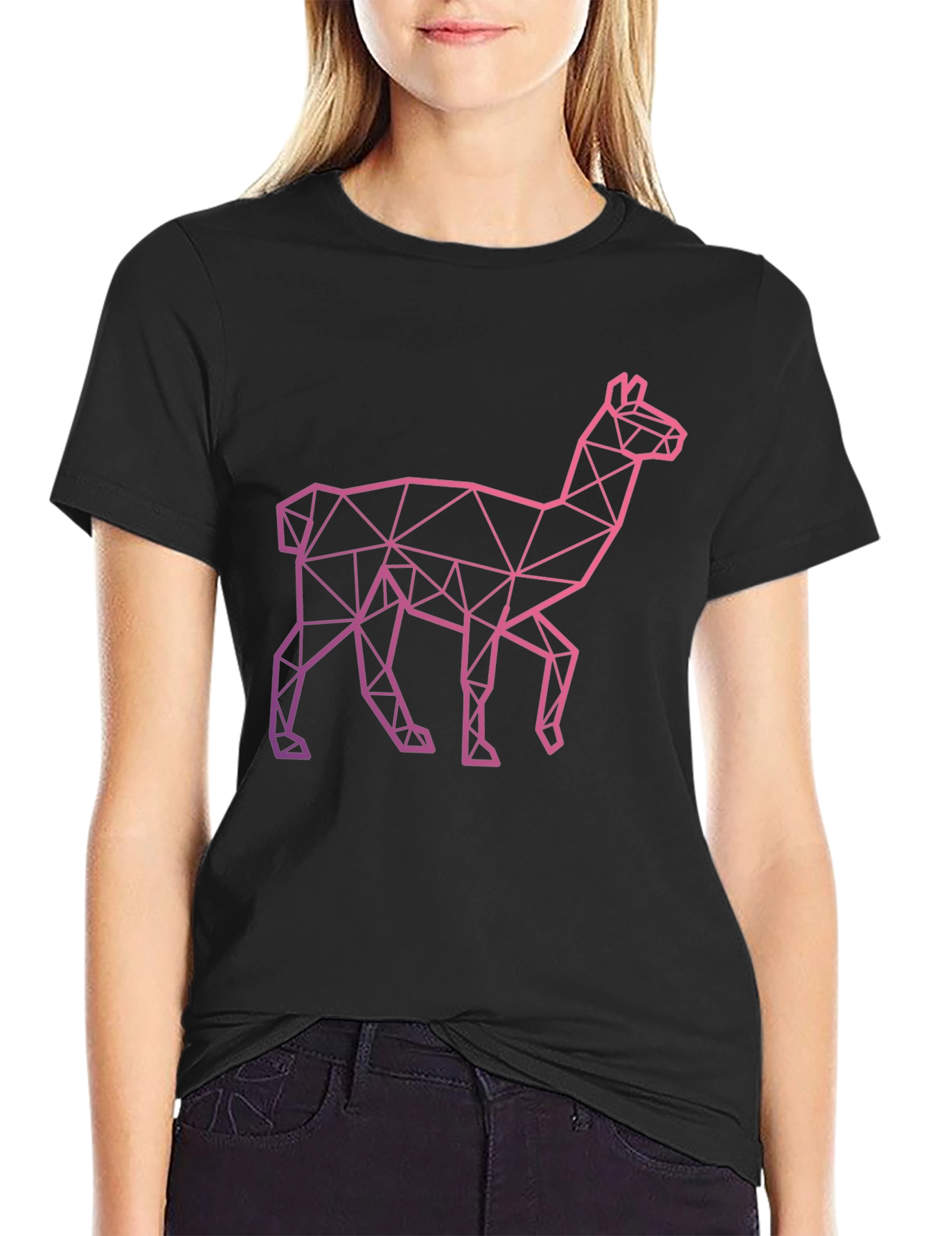 Geometric Llama Graphic Tee - Modern Style