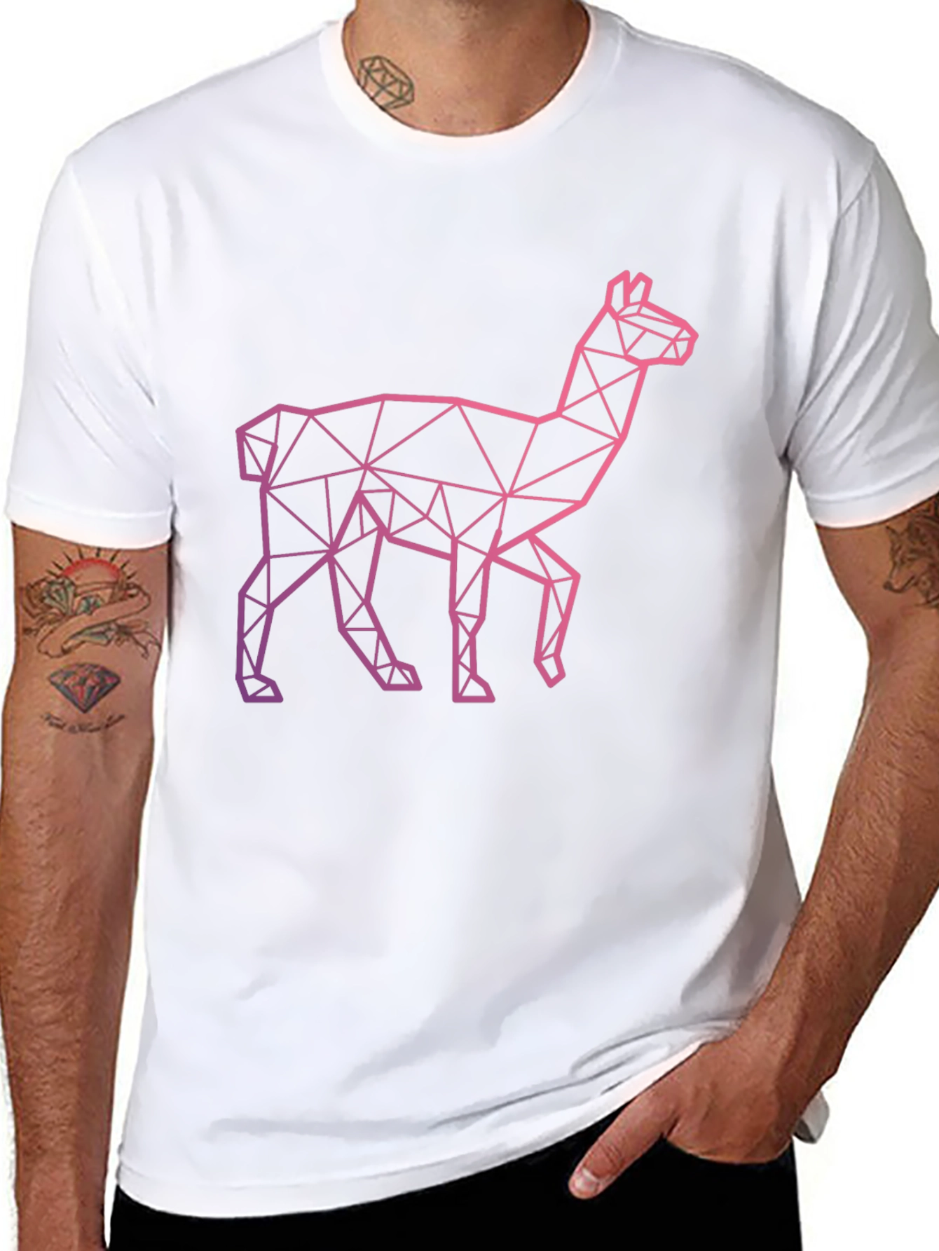 Geometric Llama Graphic Tee - Modern Style