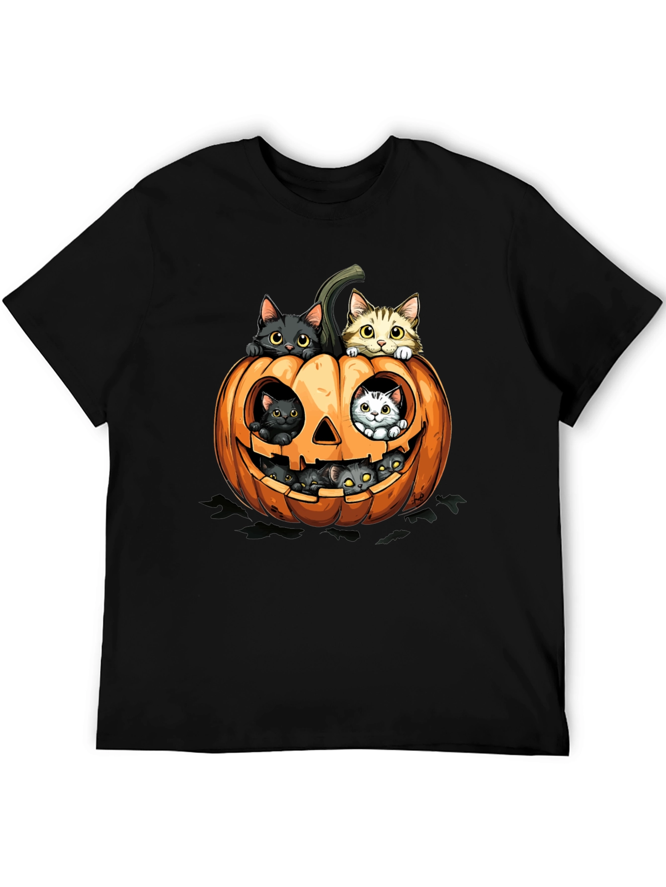 Halloween Cats in Pumpkin T-Shirt