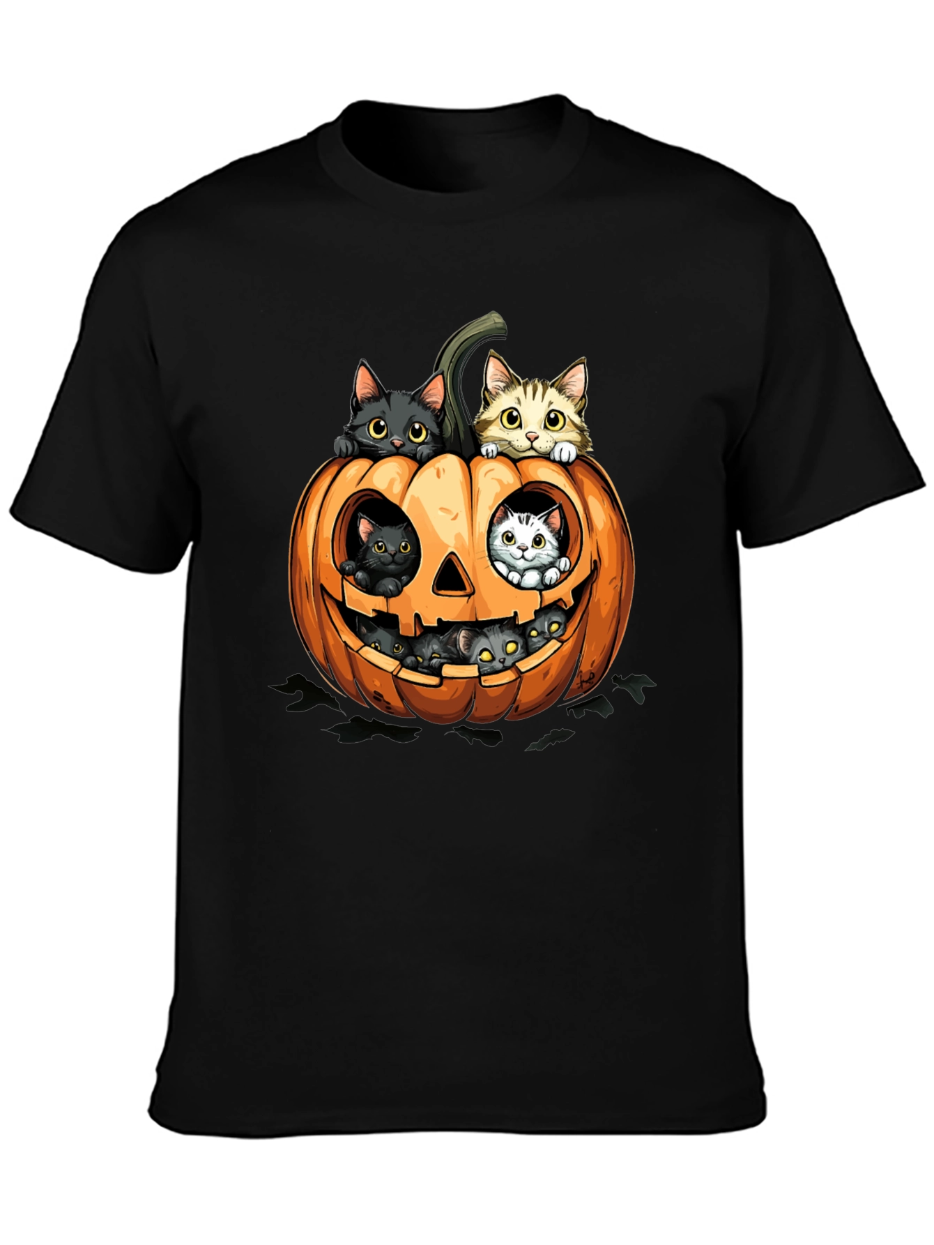 Halloween Cats in Pumpkin T-Shirt