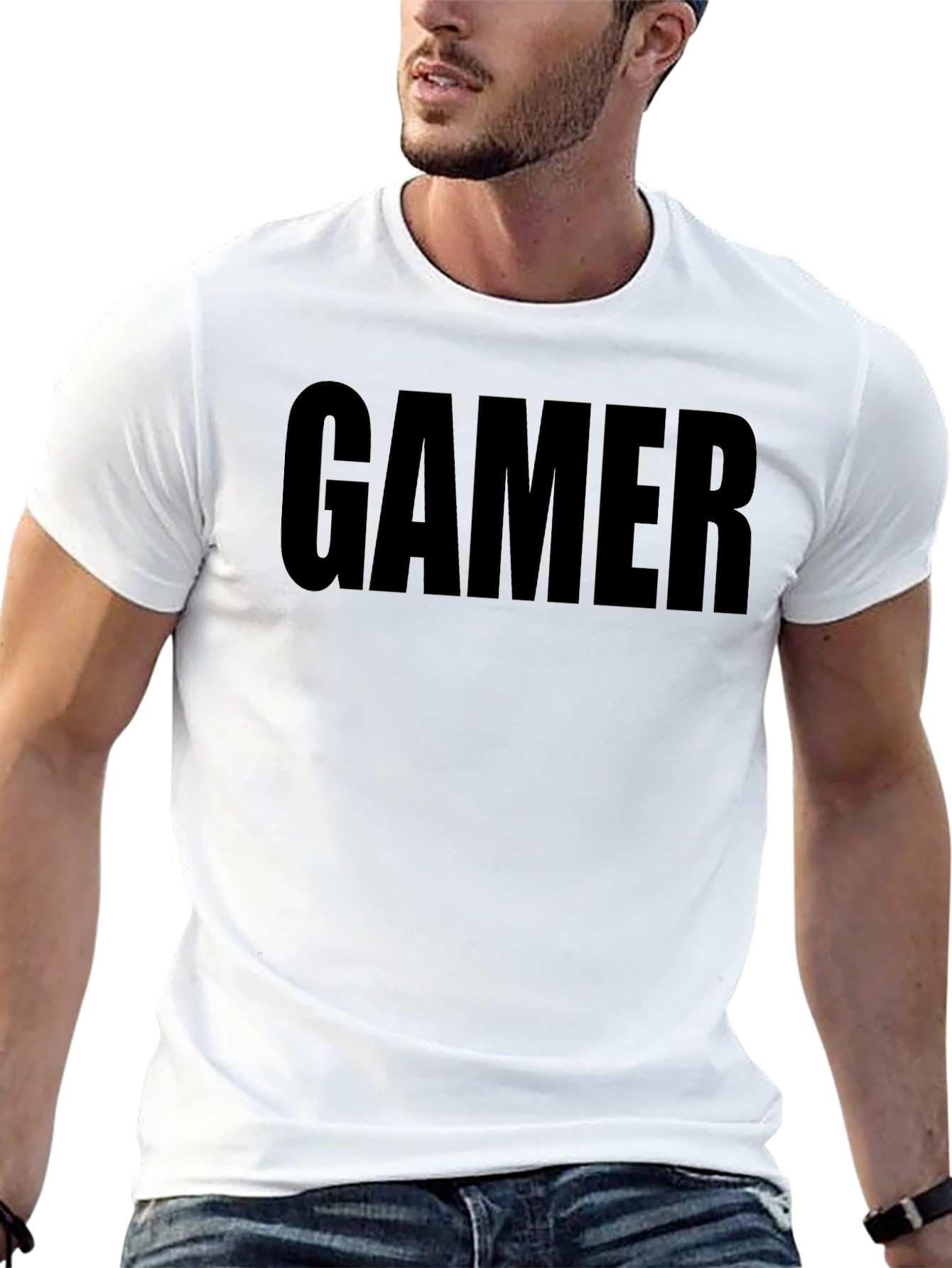 Gamer Black Cotton Graphic T-Shirt