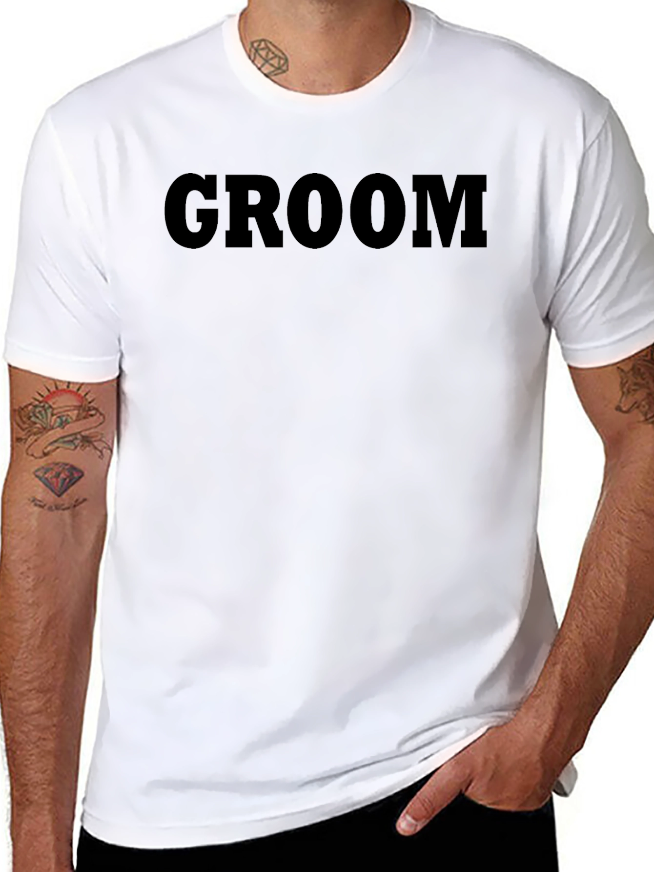 Groom T-Shirt - Black Crew Neck Wedding Apparel
