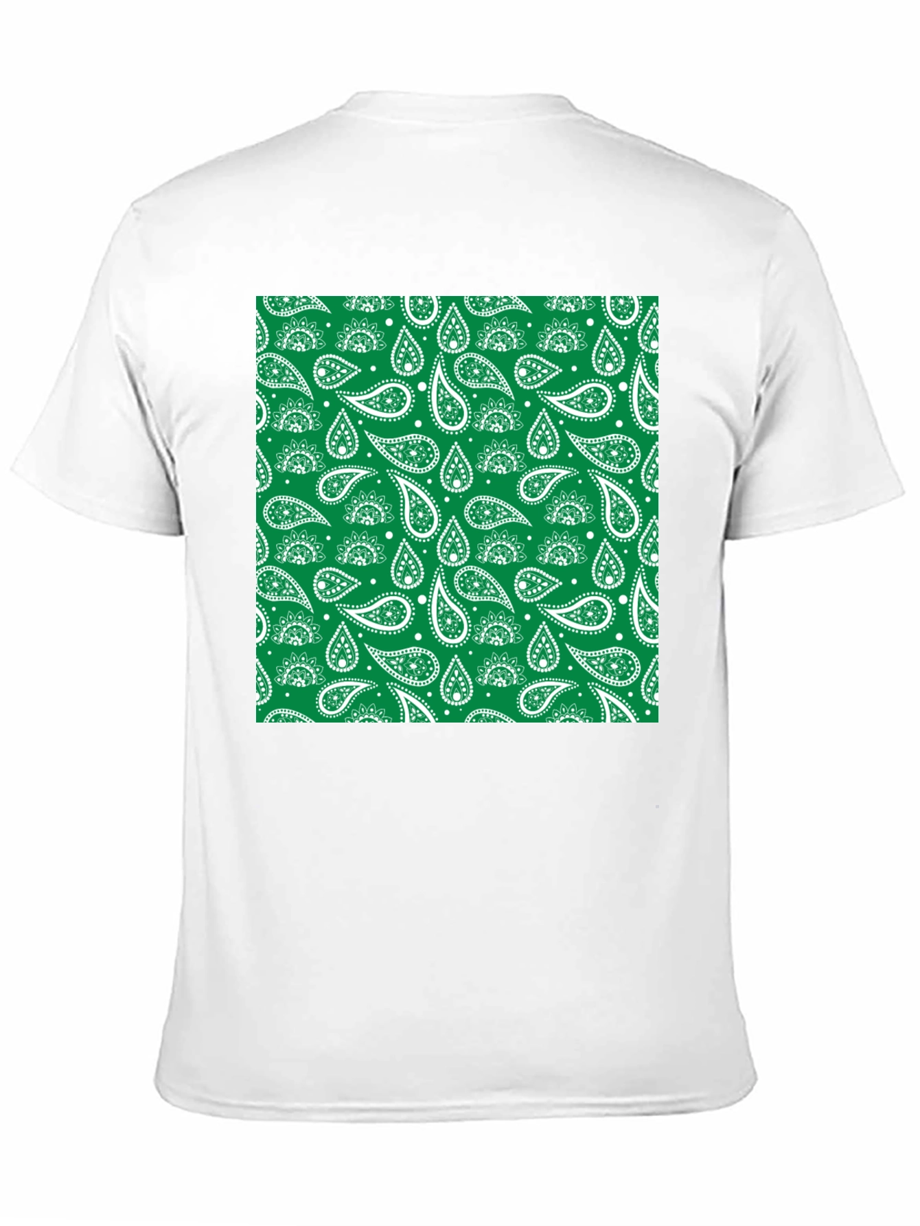 Green Paisley Print Black T-Shirt