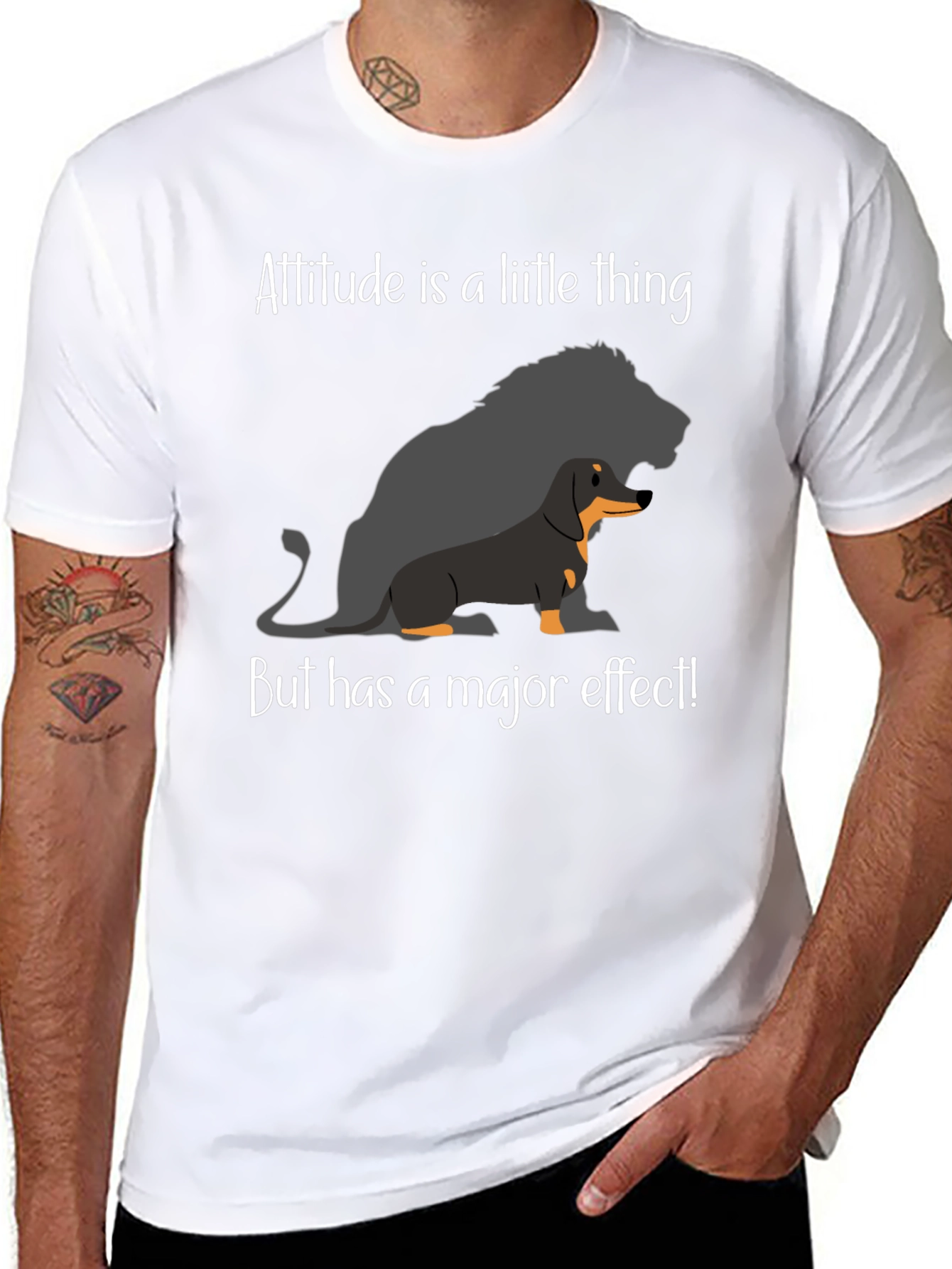 Attitude Dachshund Lion Black T-Shirt