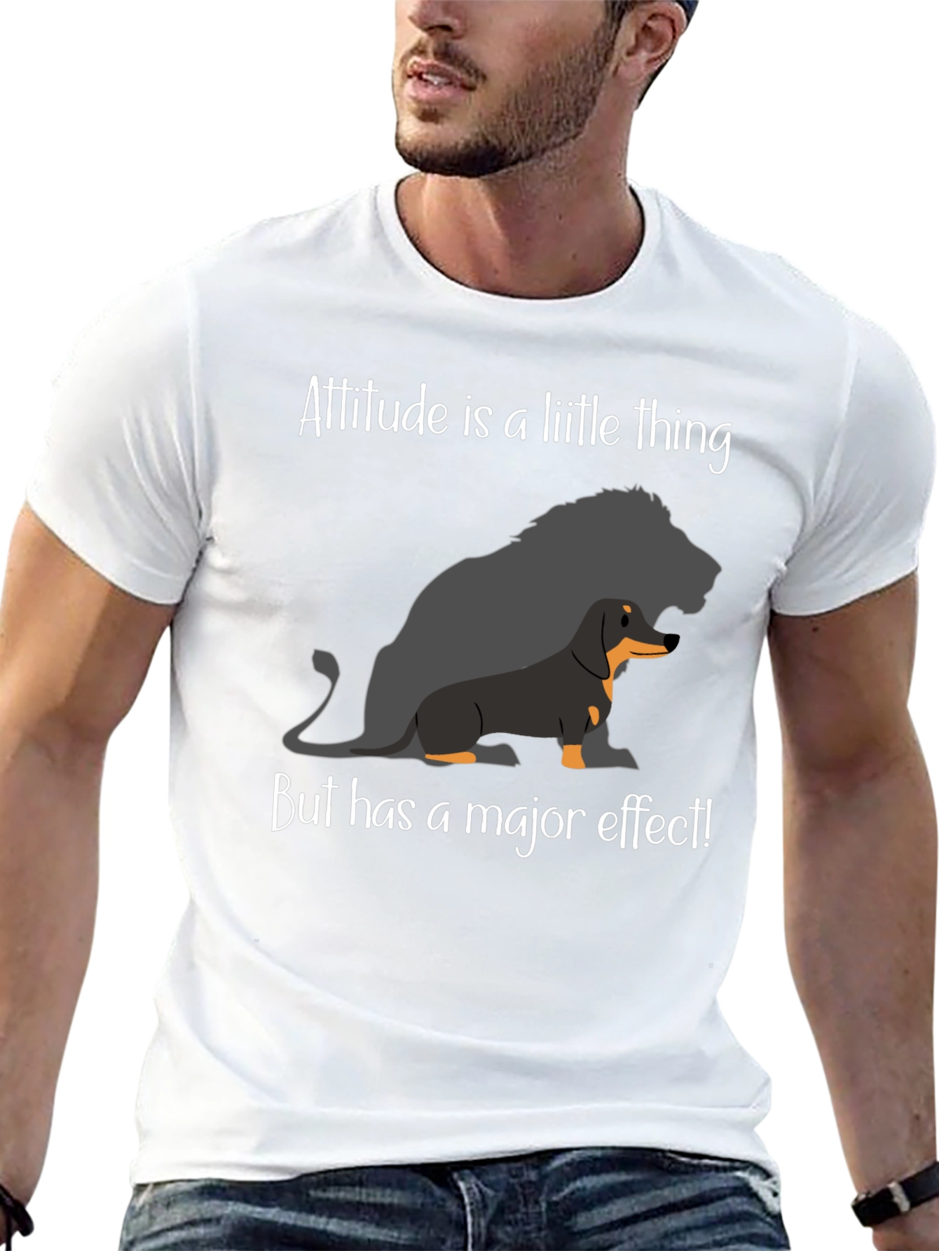 Attitude Dachshund Lion Black T-Shirt