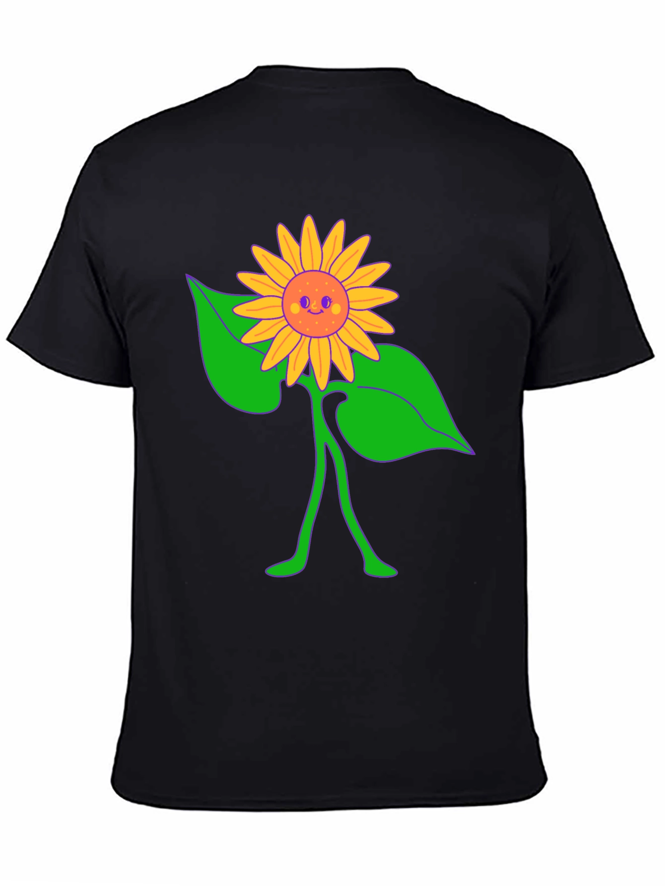 Groovy Sunflower Graphic Tee - Black Cotton Comfort