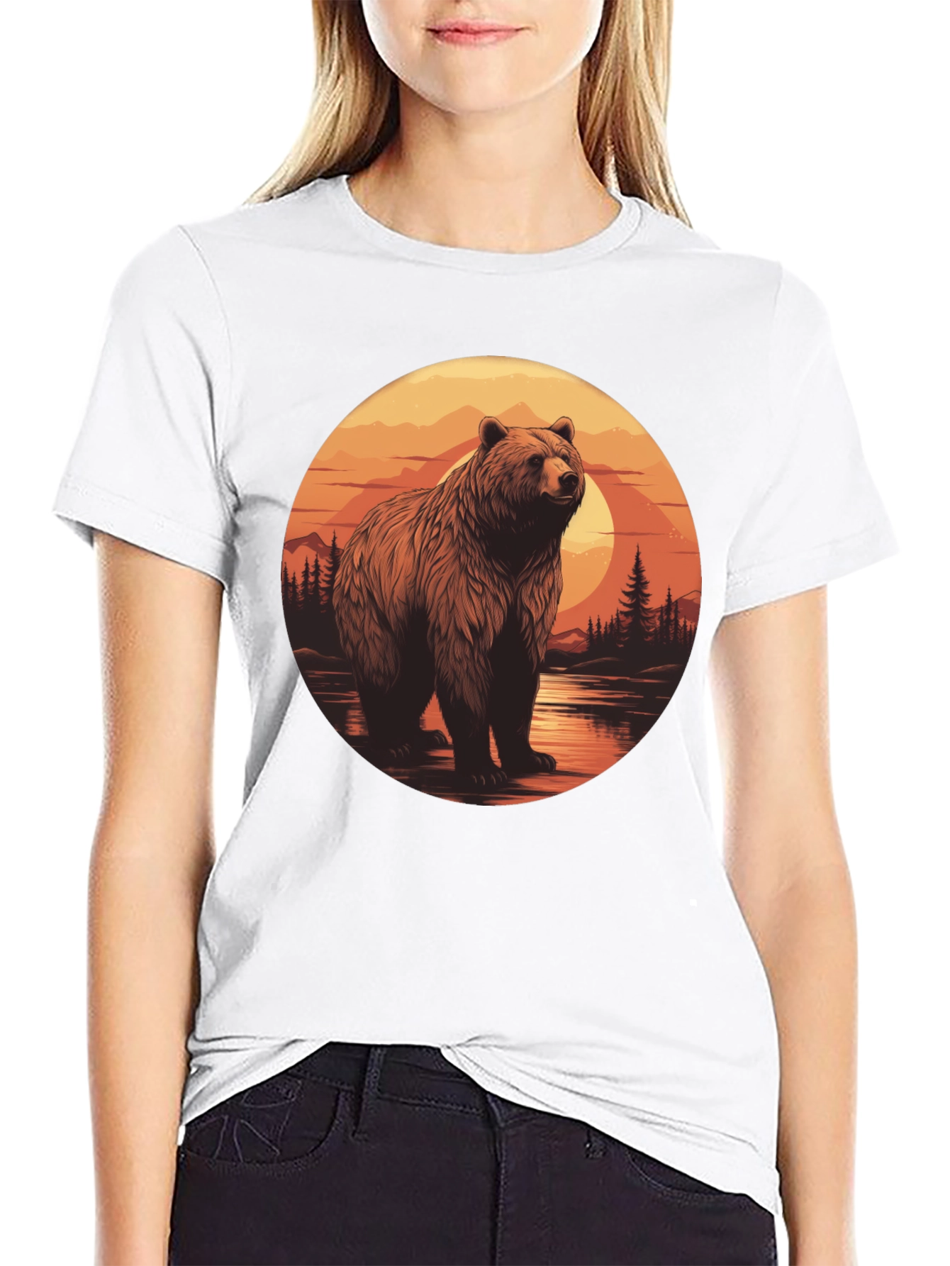 Grizzly Bear Sunset Graphic T-Shirt