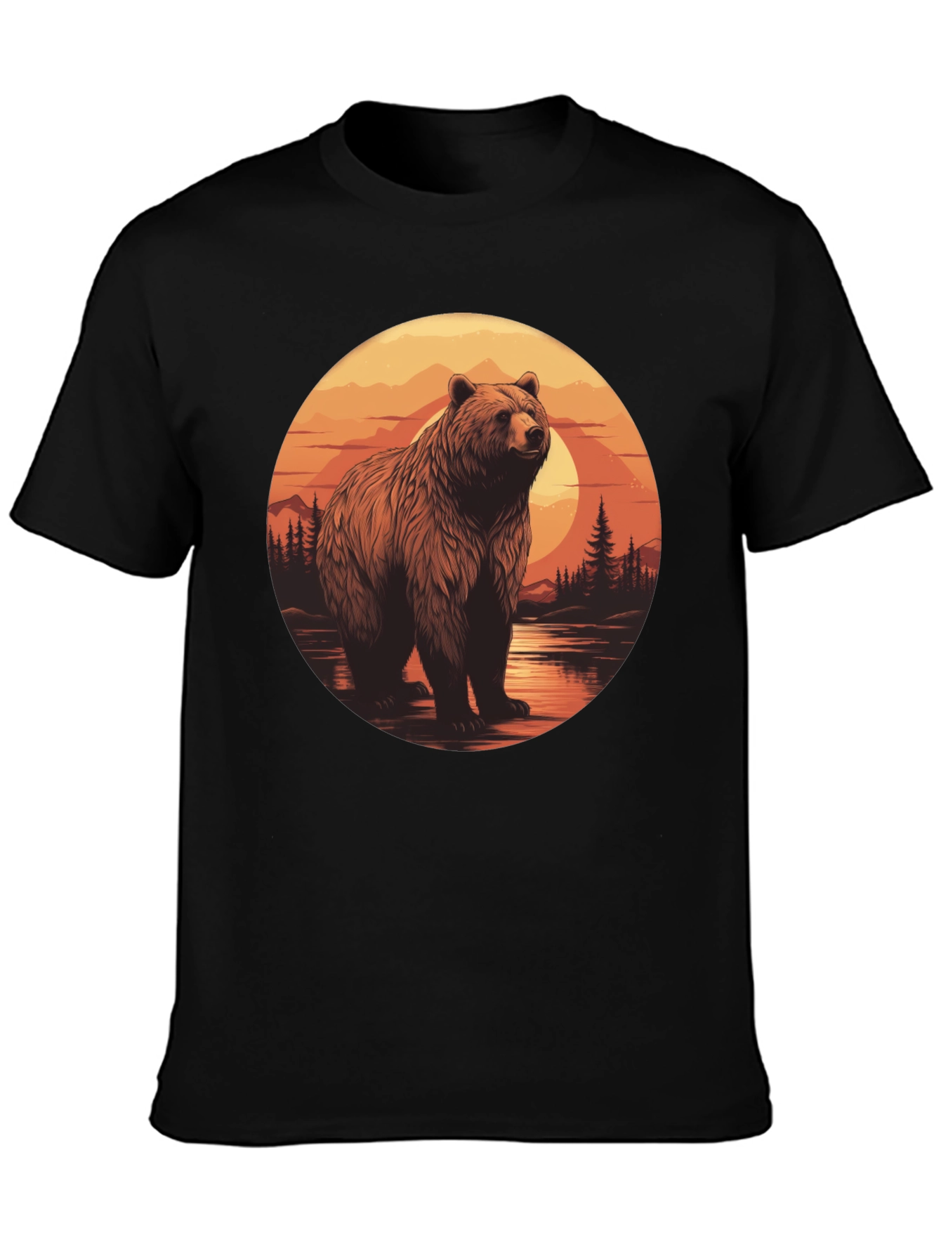Grizzly Bear Sunset Graphic T-Shirt