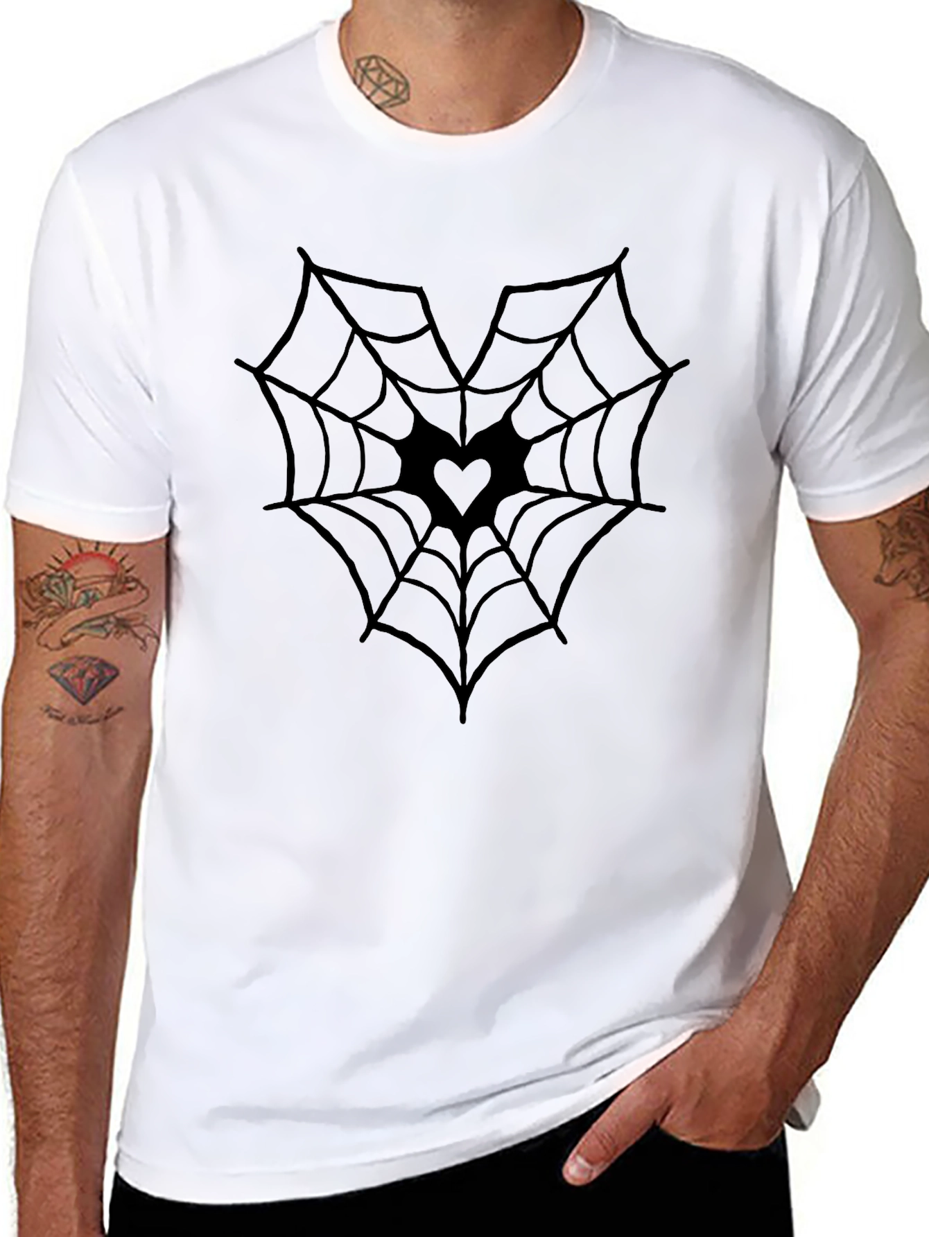 Heart Spiderweb Graphic Tee - Black T-Shirt