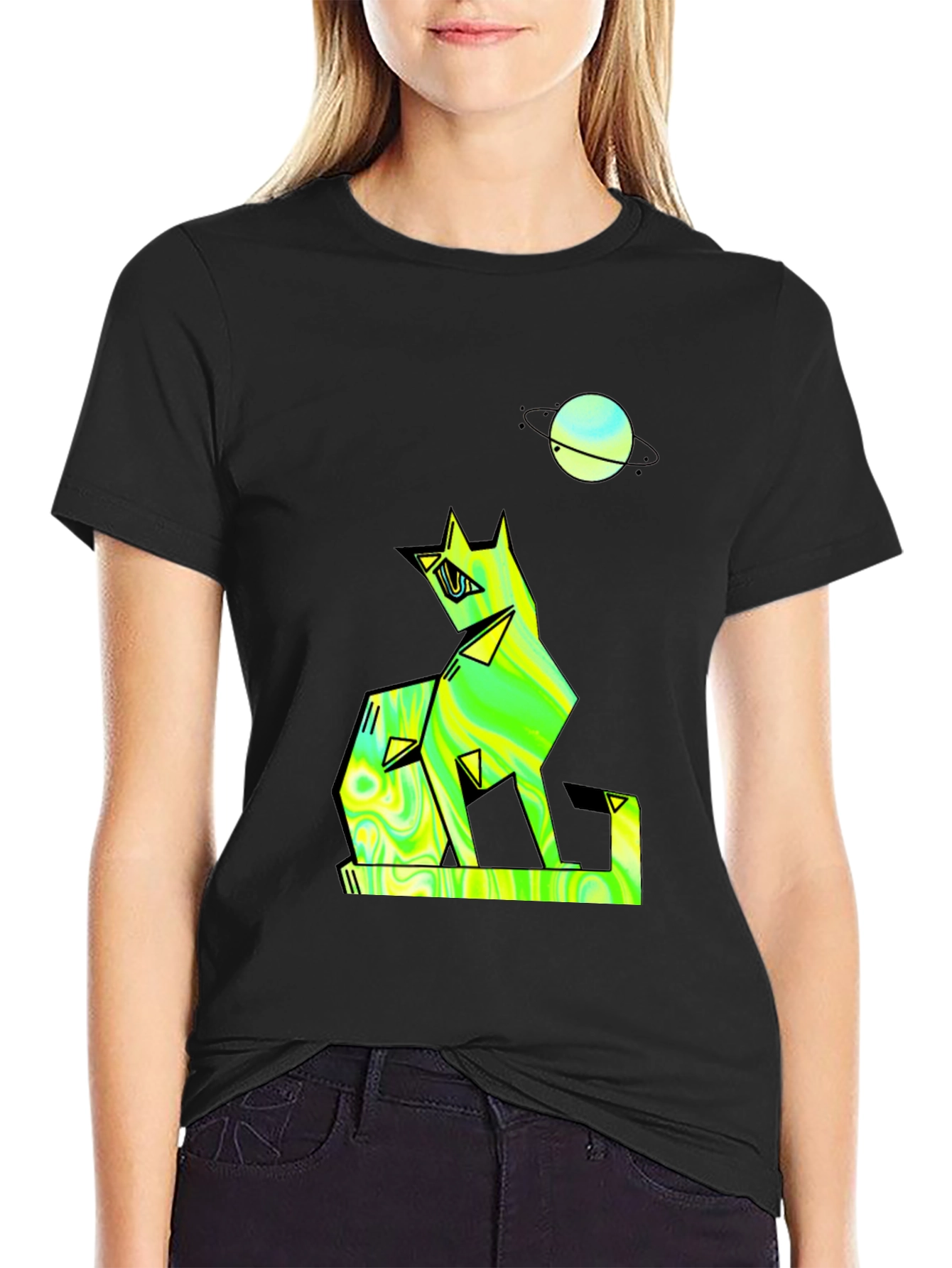 Geometric Wolf Graphic T-Shirt