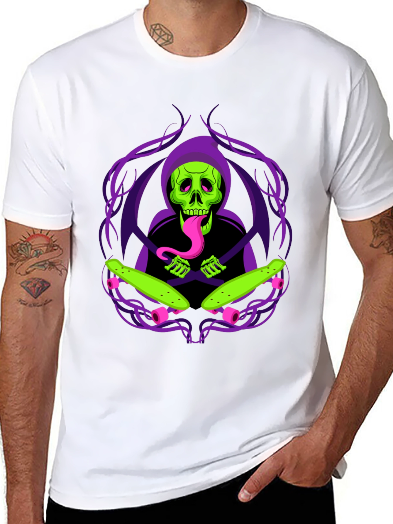 Grim Skate Reaper T-Shirt - Unique Graphic Tee