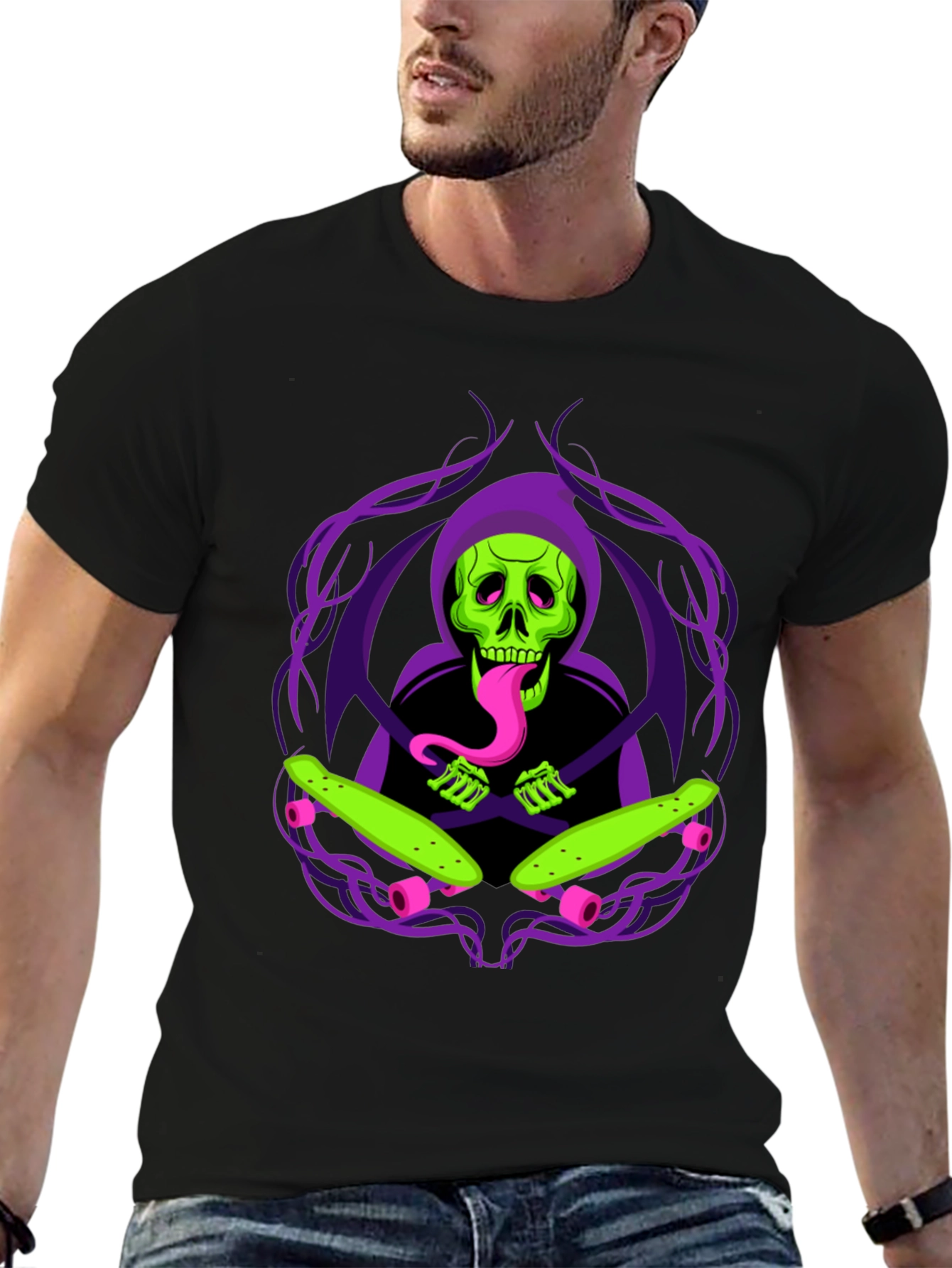 Grim Skate Reaper T-Shirt - Unique Graphic Tee