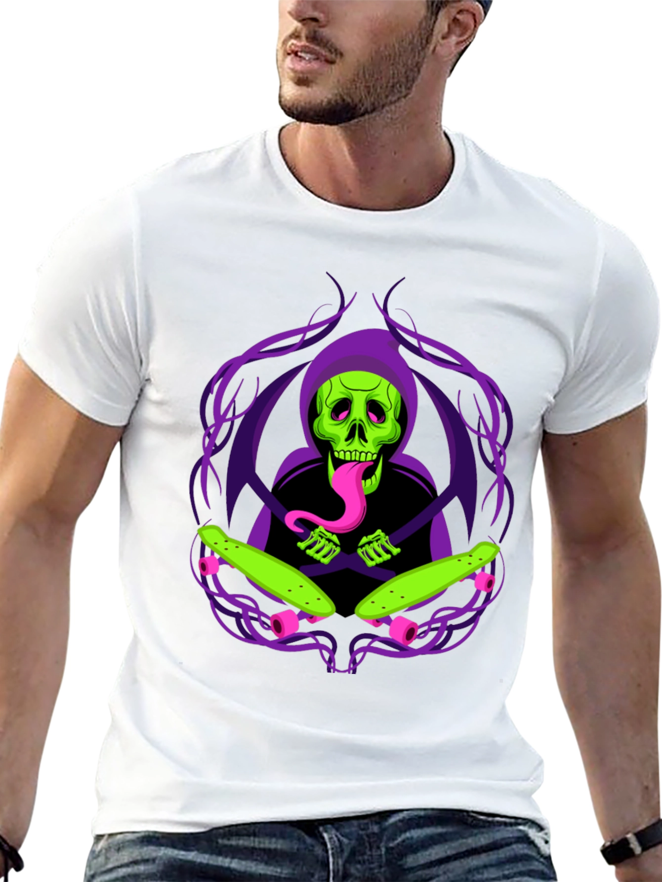Grim Skate Reaper T-Shirt - Unique Graphic Tee
