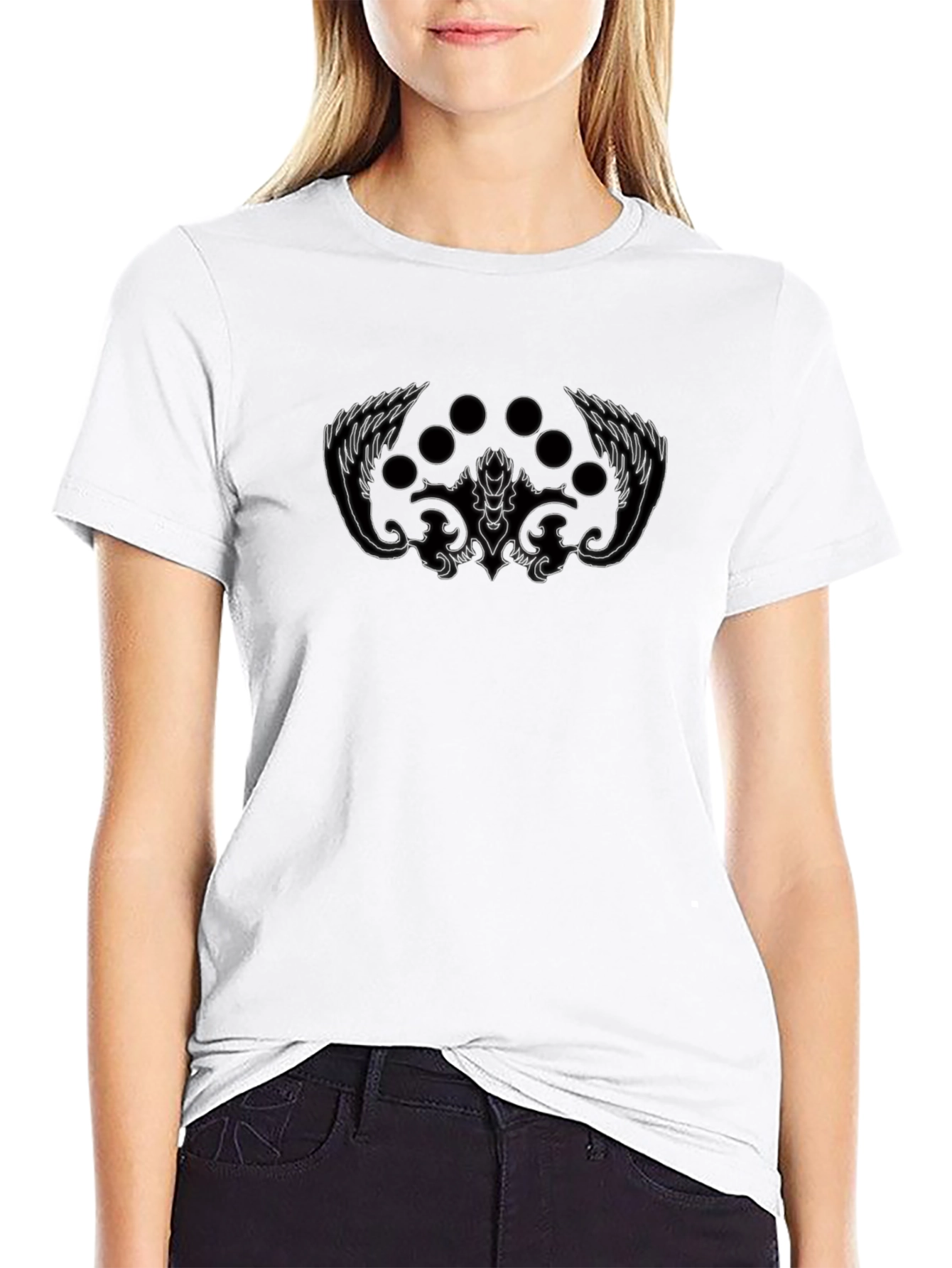Graphic Black T-Shirt with Dragon Wing Design