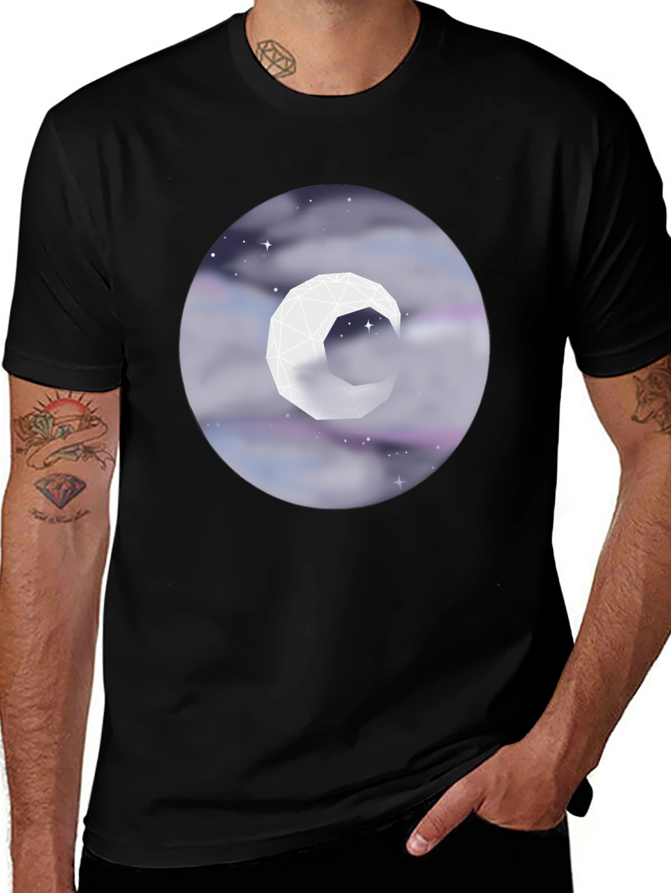 Geometric Moon Tee - Celestial Style