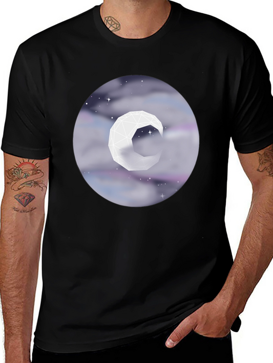 Geometric Moon Tee - Celestial Style