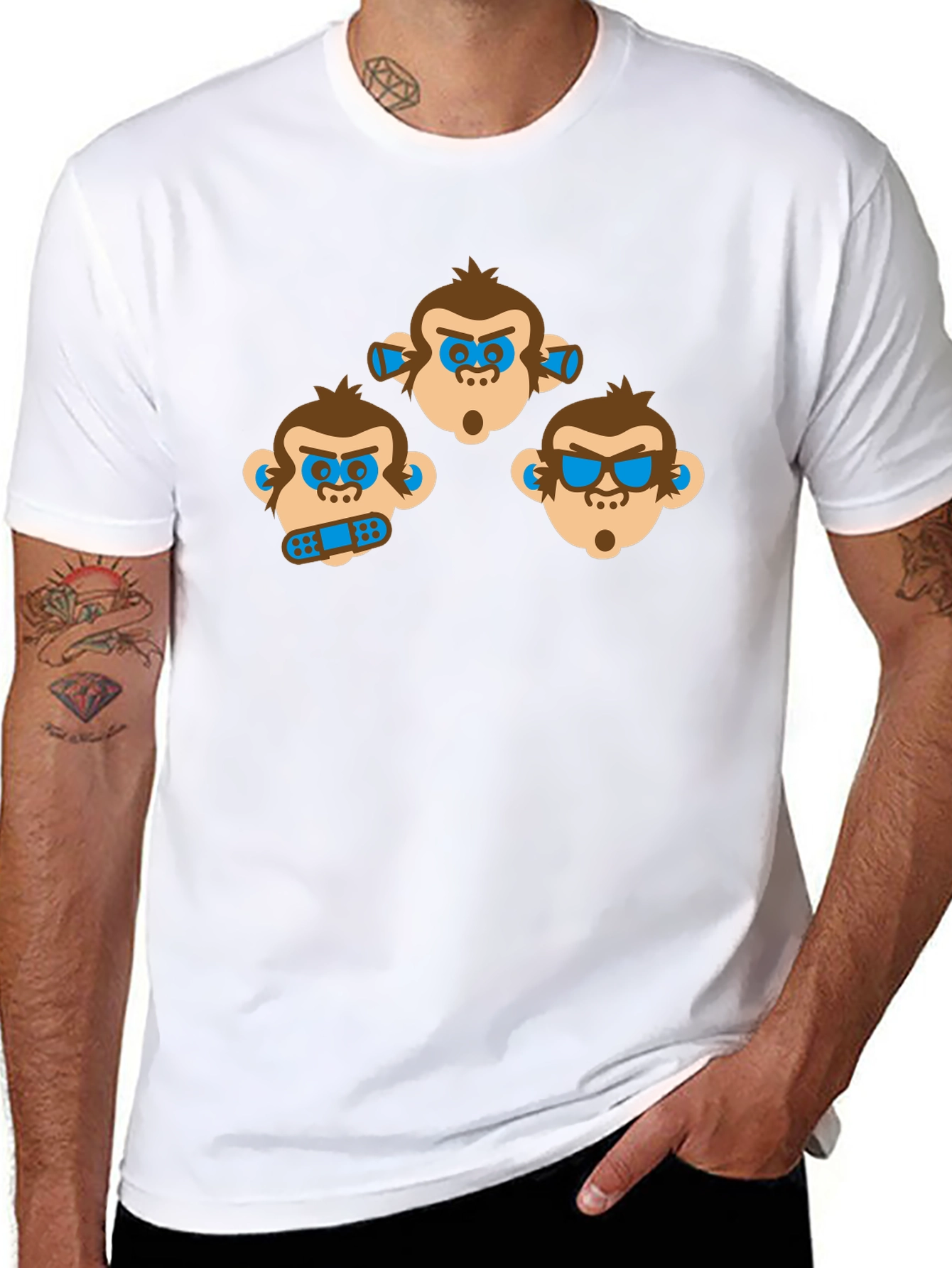 Hear See Speak No Evil Monkey Graphic T-Shirt