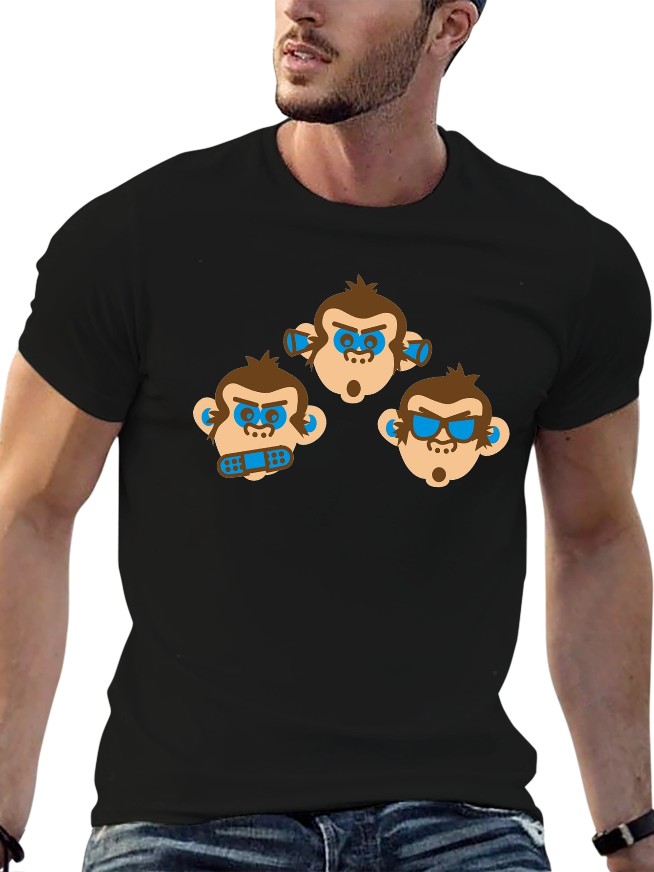 Hear See Speak No Evil Monkey Graphic T-Shirt