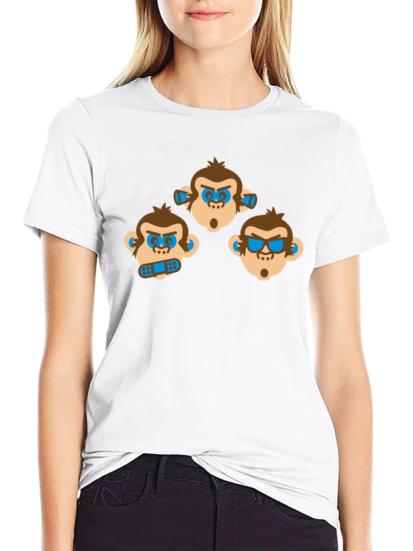 Hear See Speak No Evil Monkey Graphic T-Shirt