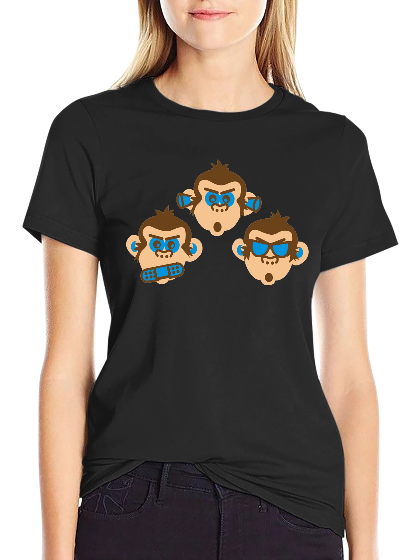 Hear See Speak No Evil Monkey Graphic T-Shirt
