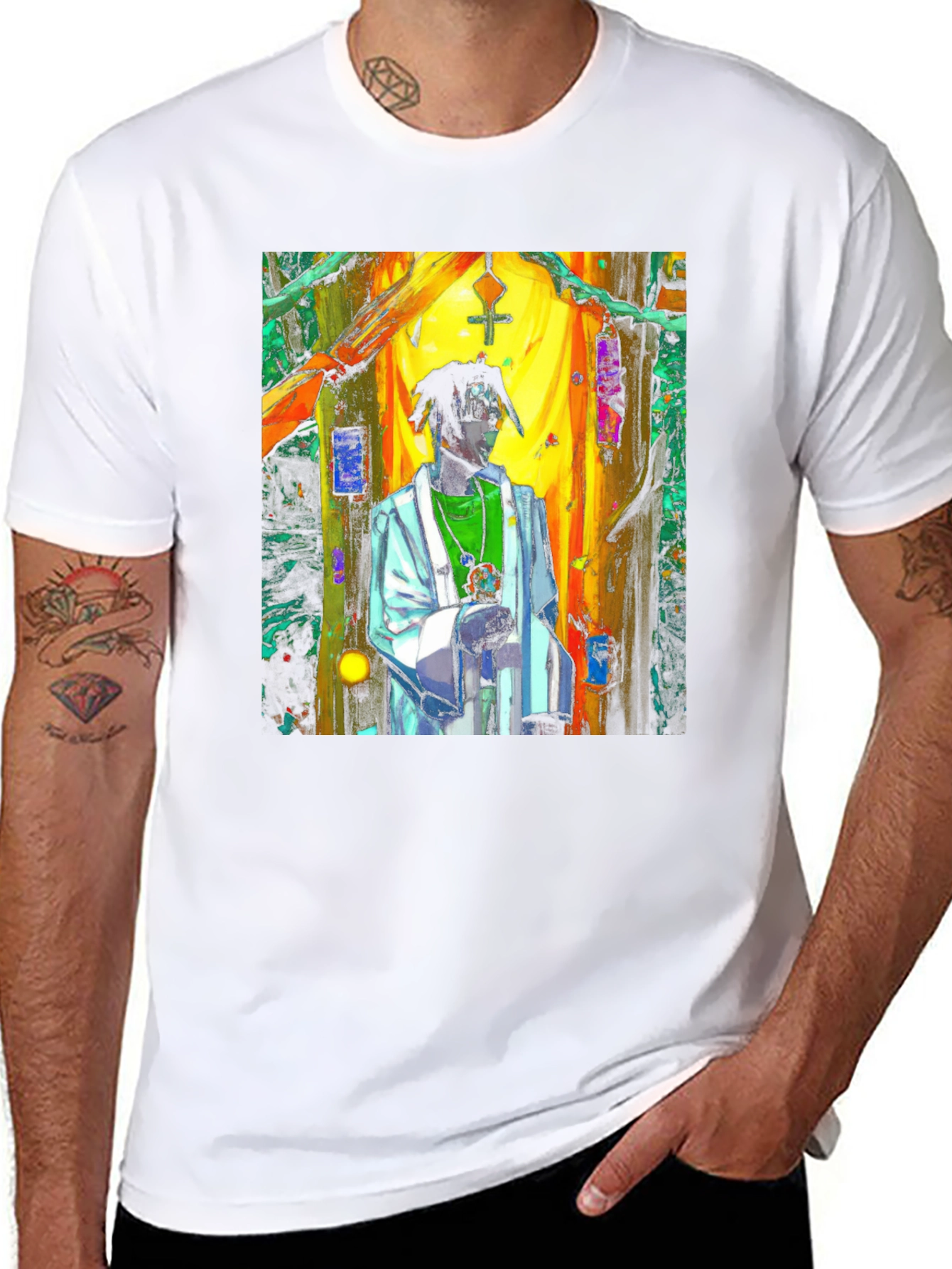Abstract Priest Black T-Shirt Unique Art