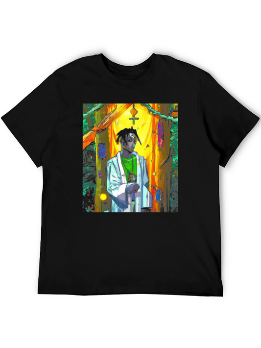 Abstract Priest Black T-Shirt Unique Art