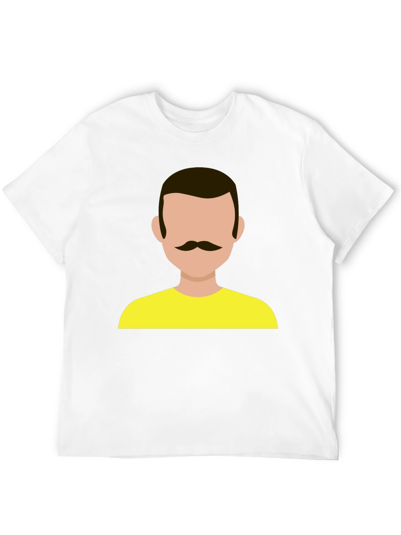 Graphic Tee - Retro Mustache Man Yellow Shirt