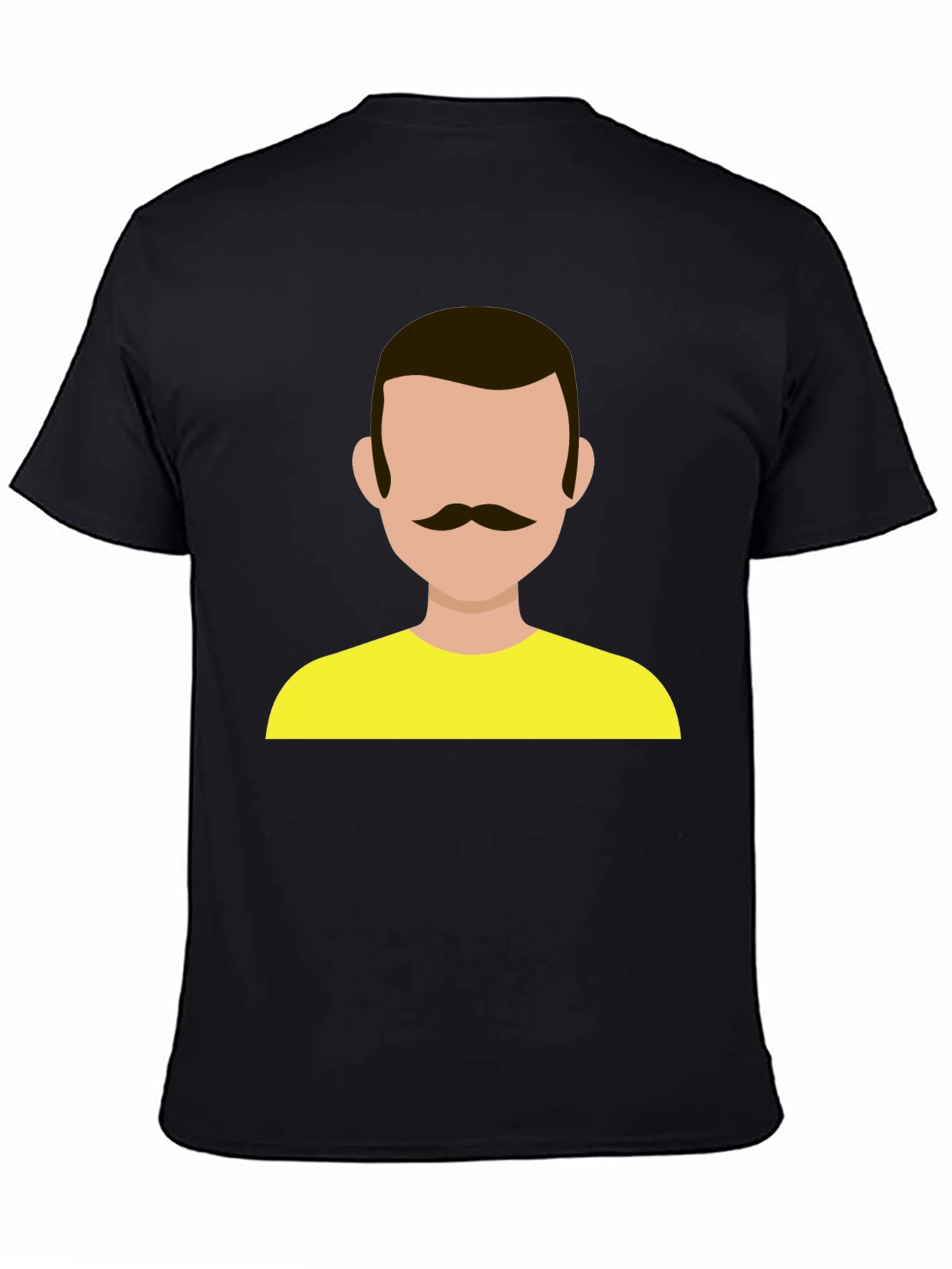 Graphic Tee - Retro Mustache Man Yellow Shirt