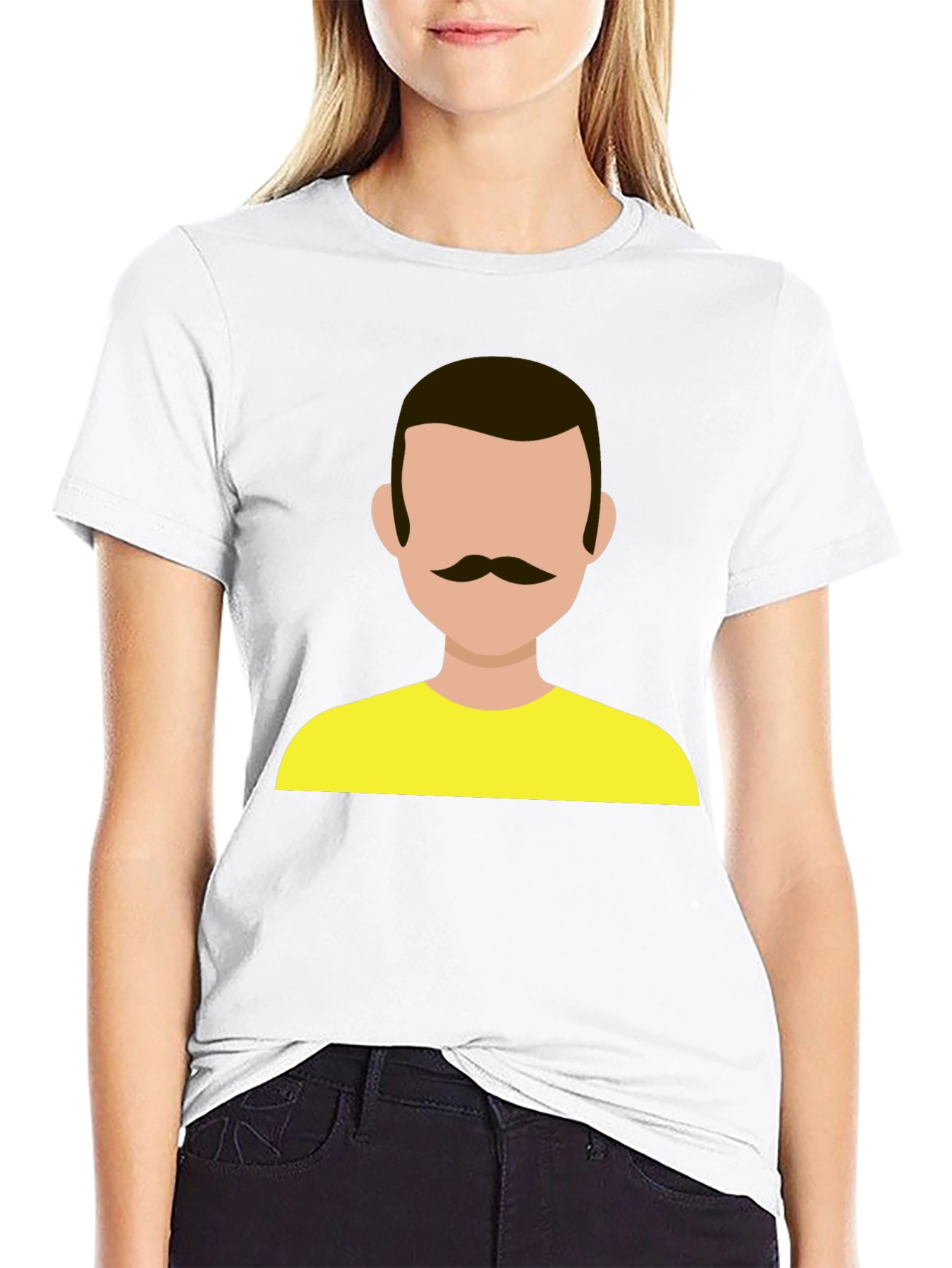 Graphic Tee - Retro Mustache Man Yellow Shirt