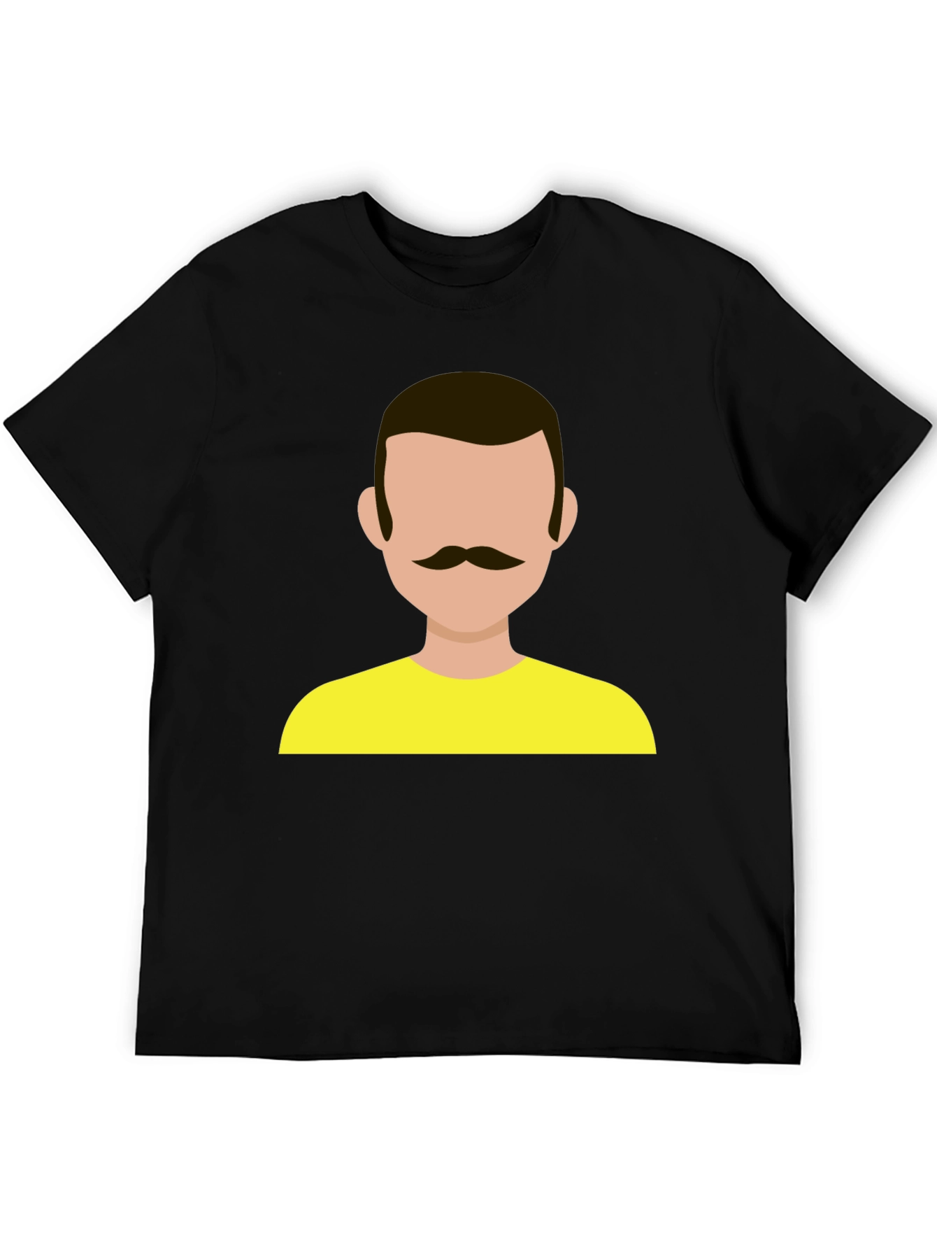 Graphic Tee - Retro Mustache Man Yellow Shirt