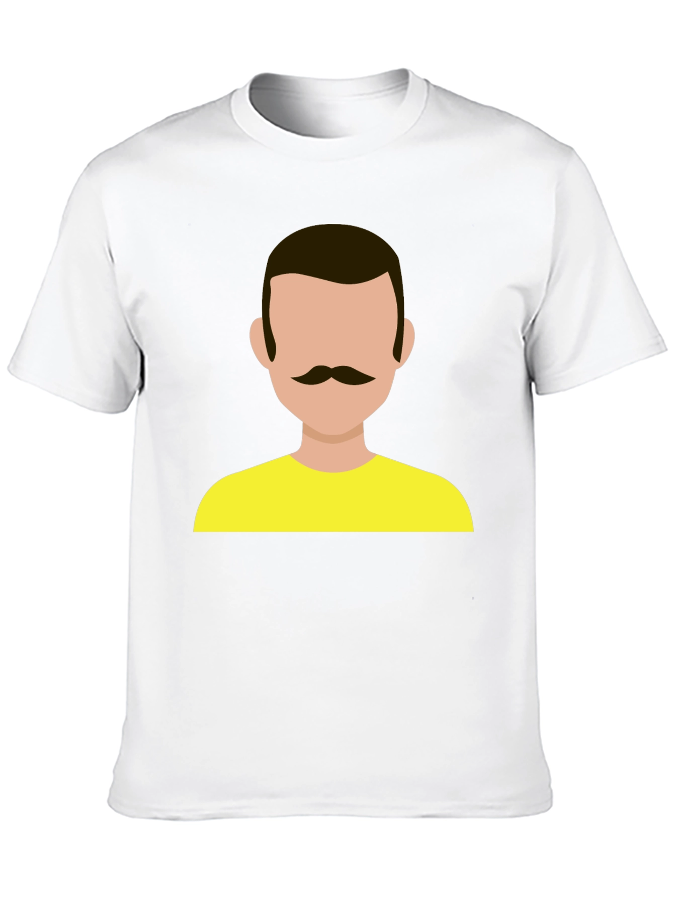 Graphic Tee - Retro Mustache Man Yellow Shirt