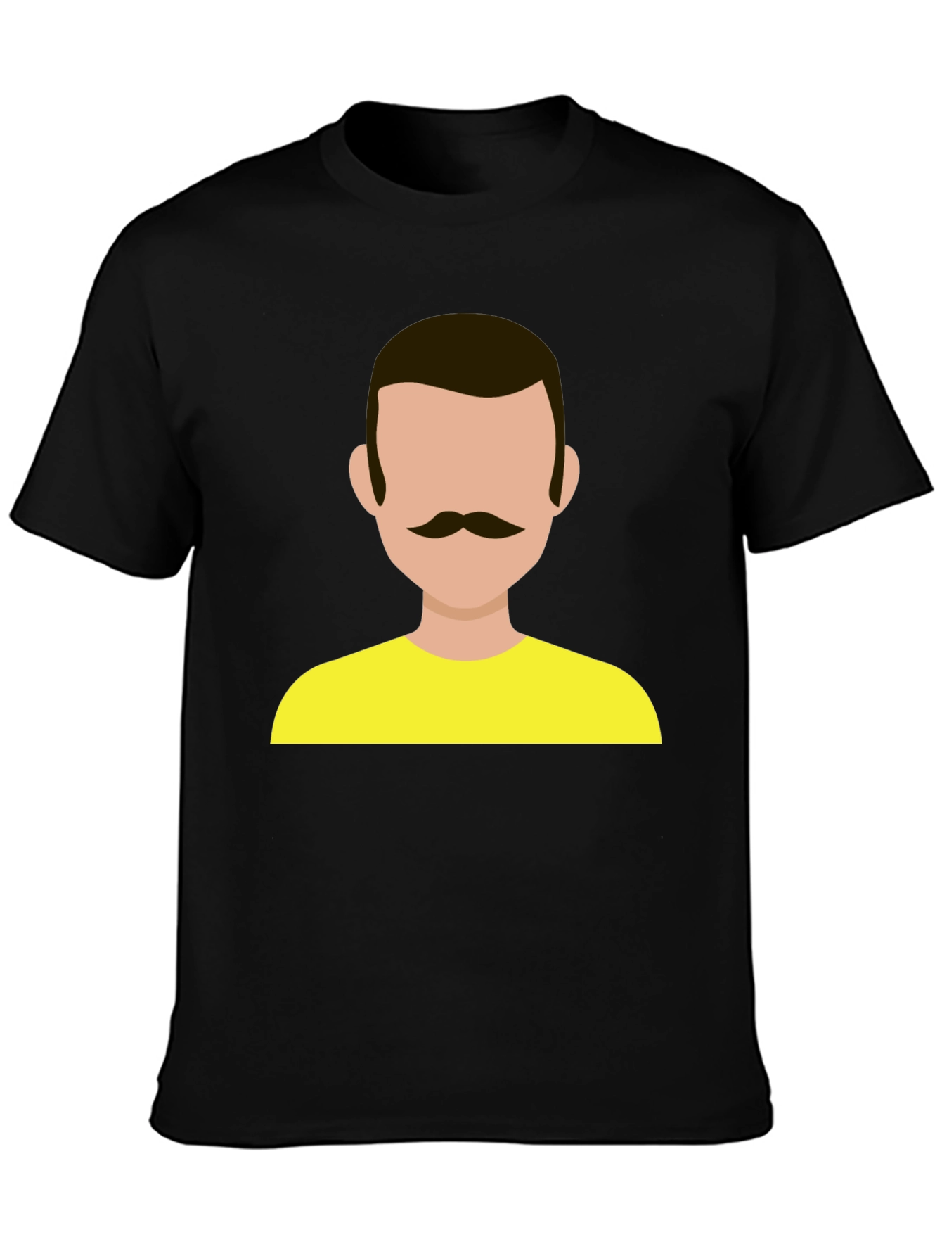 Graphic Tee - Retro Mustache Man Yellow Shirt