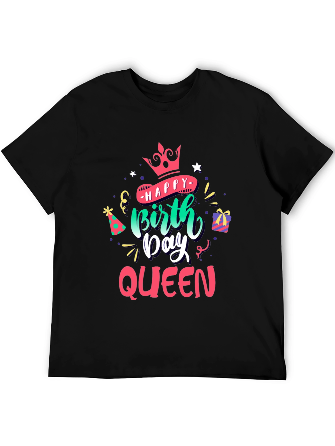 Happy Birthday Queen Black T-Shirt