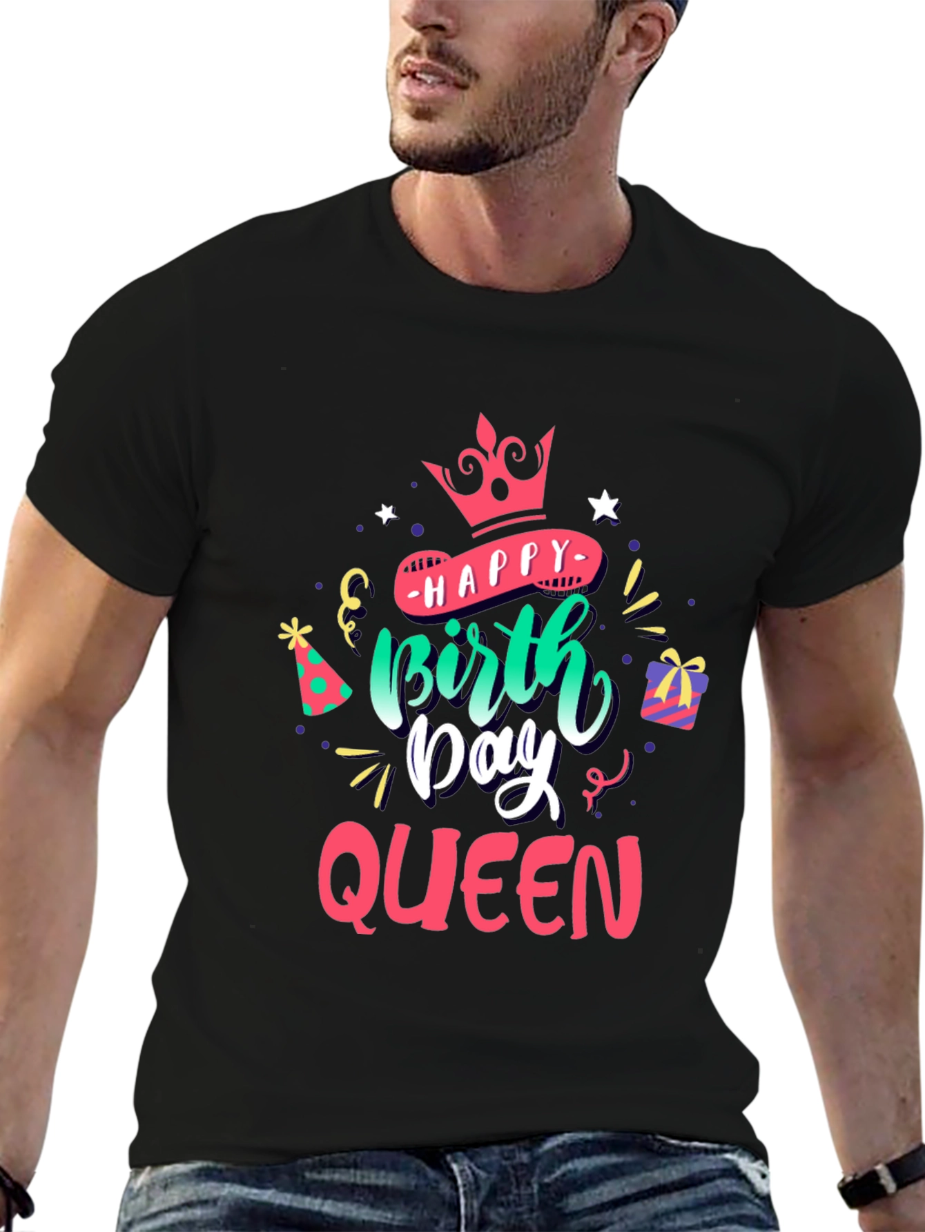 Happy Birthday Queen Black T-Shirt