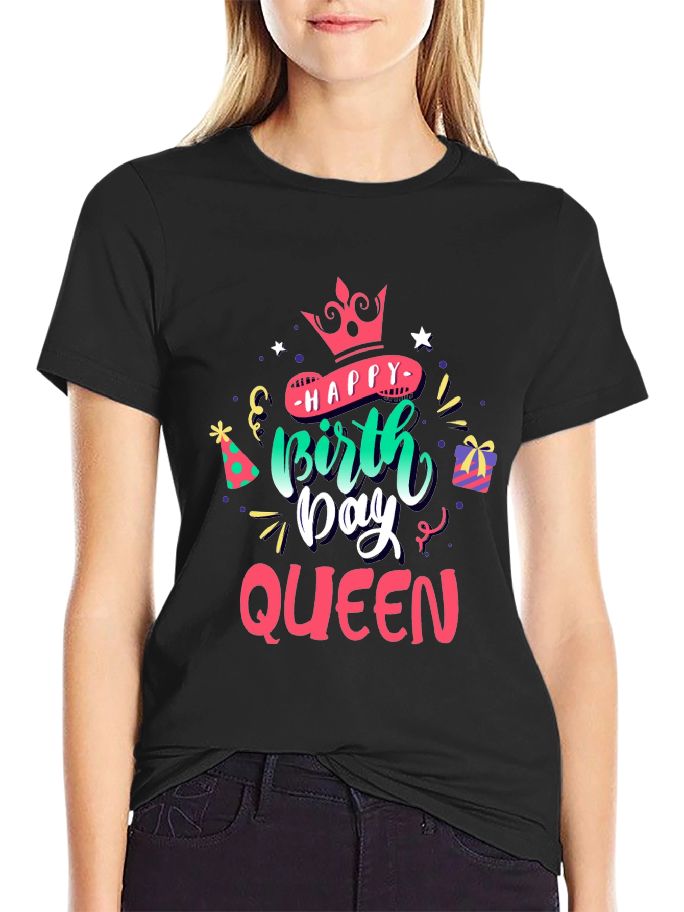 Happy Birthday Queen Black T-Shirt