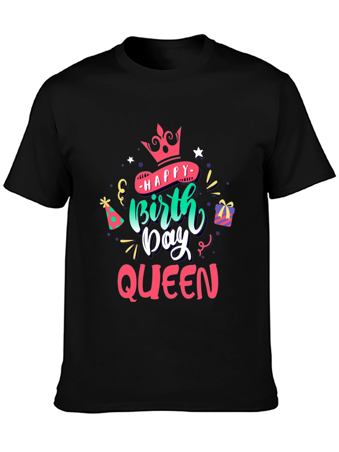 Happy Birthday Queen Black T-Shirt