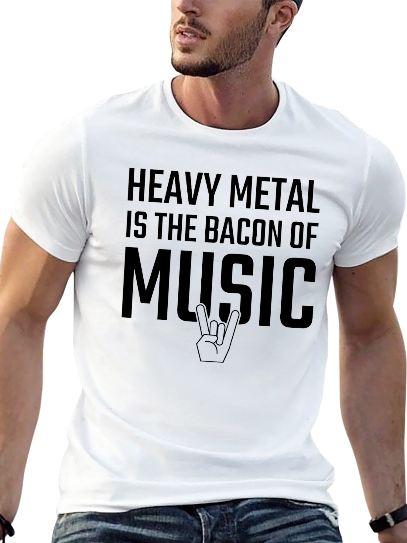 Heavy Metal Bacon Music T-Shirt - Black